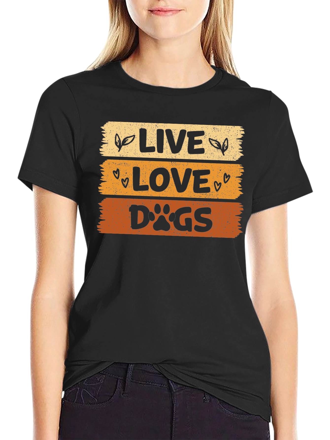 Black Live Love Dogs T-Shirt - Stylish Pet Lover Tee view 2