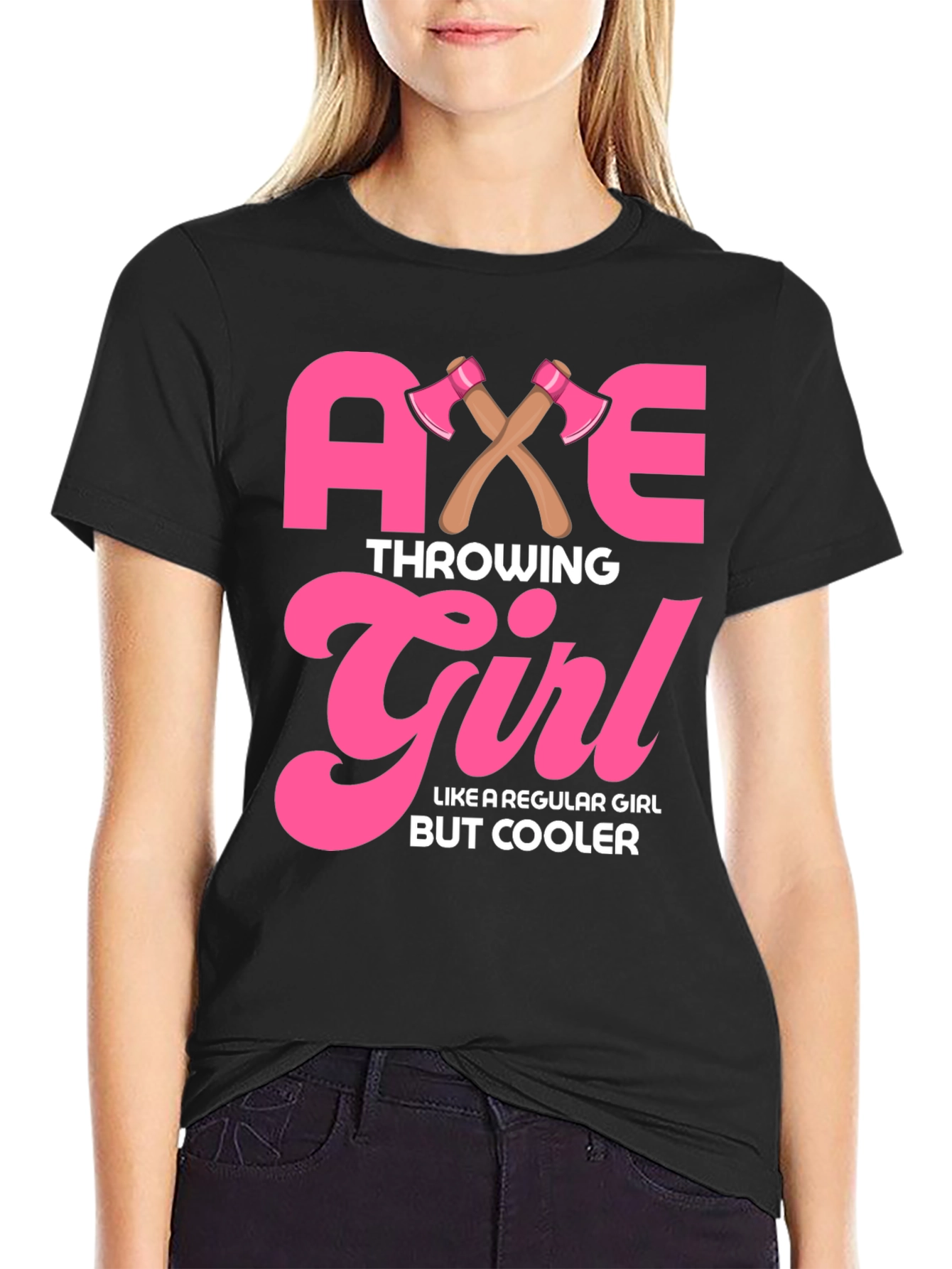 Black Axe Throwing Girl Graphic T-Shirt view 2
