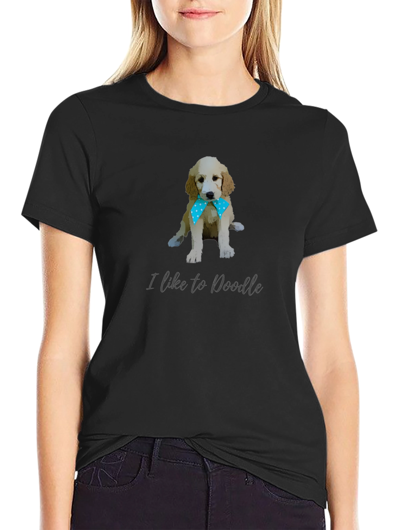 Black I Like to Doodle Dog T-Shirt view 2