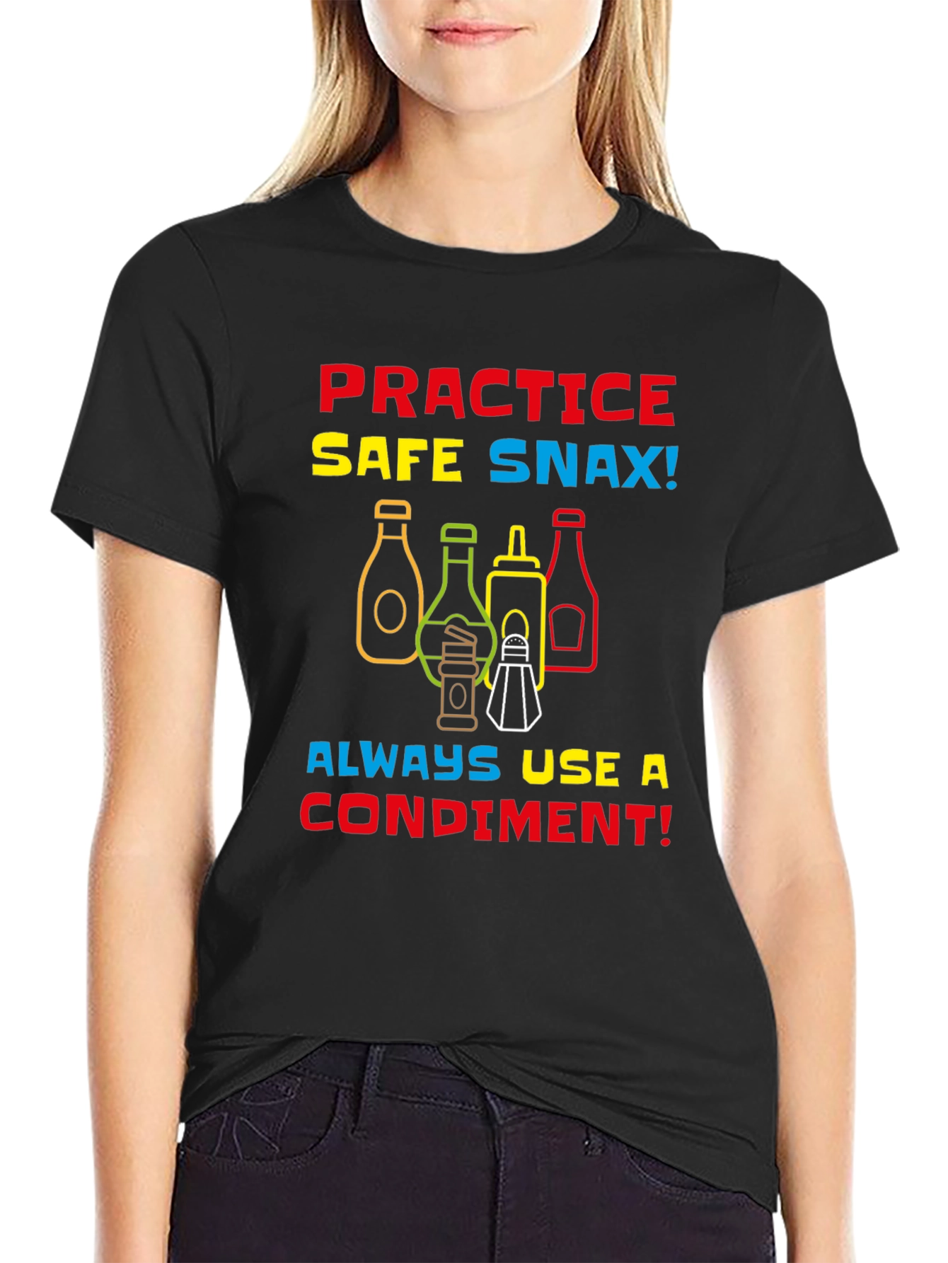 Black Practice Safe Snax Condiment T-Shirt view 2