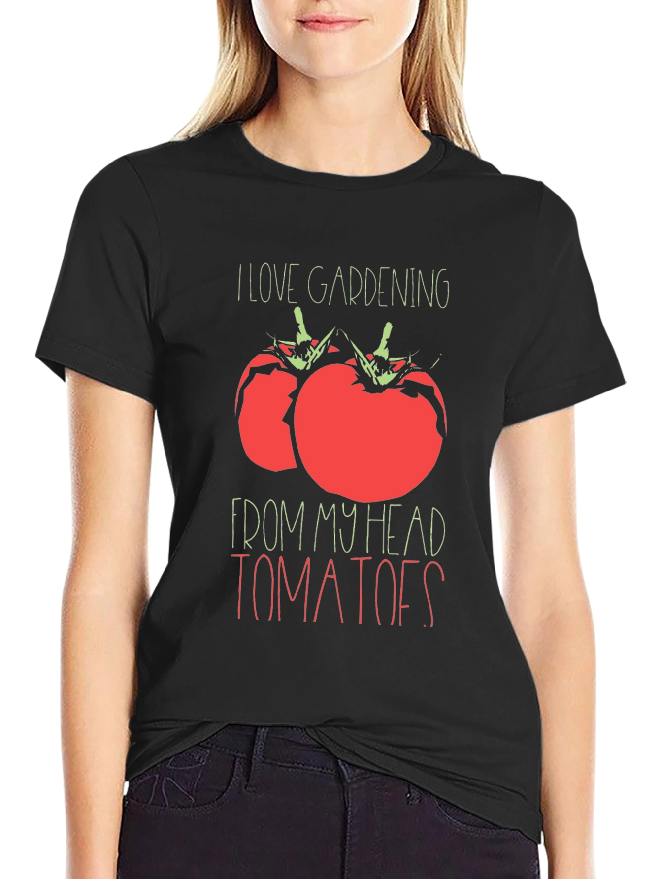 Black Gardening Tomato Graphic Tee - From My Head Tomatoes view 2