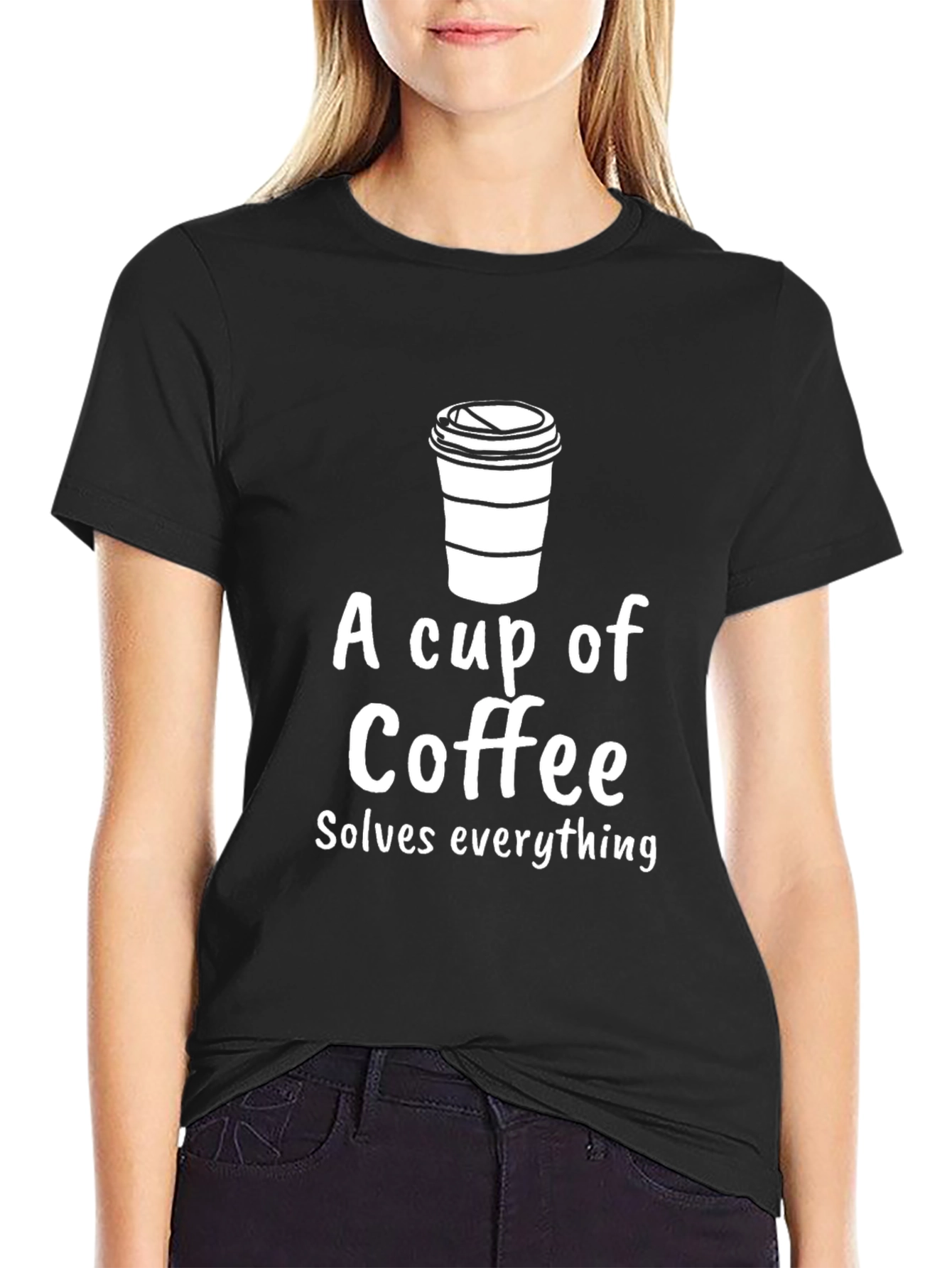 Black Coffee Solves Everything Graphic Tee view 2