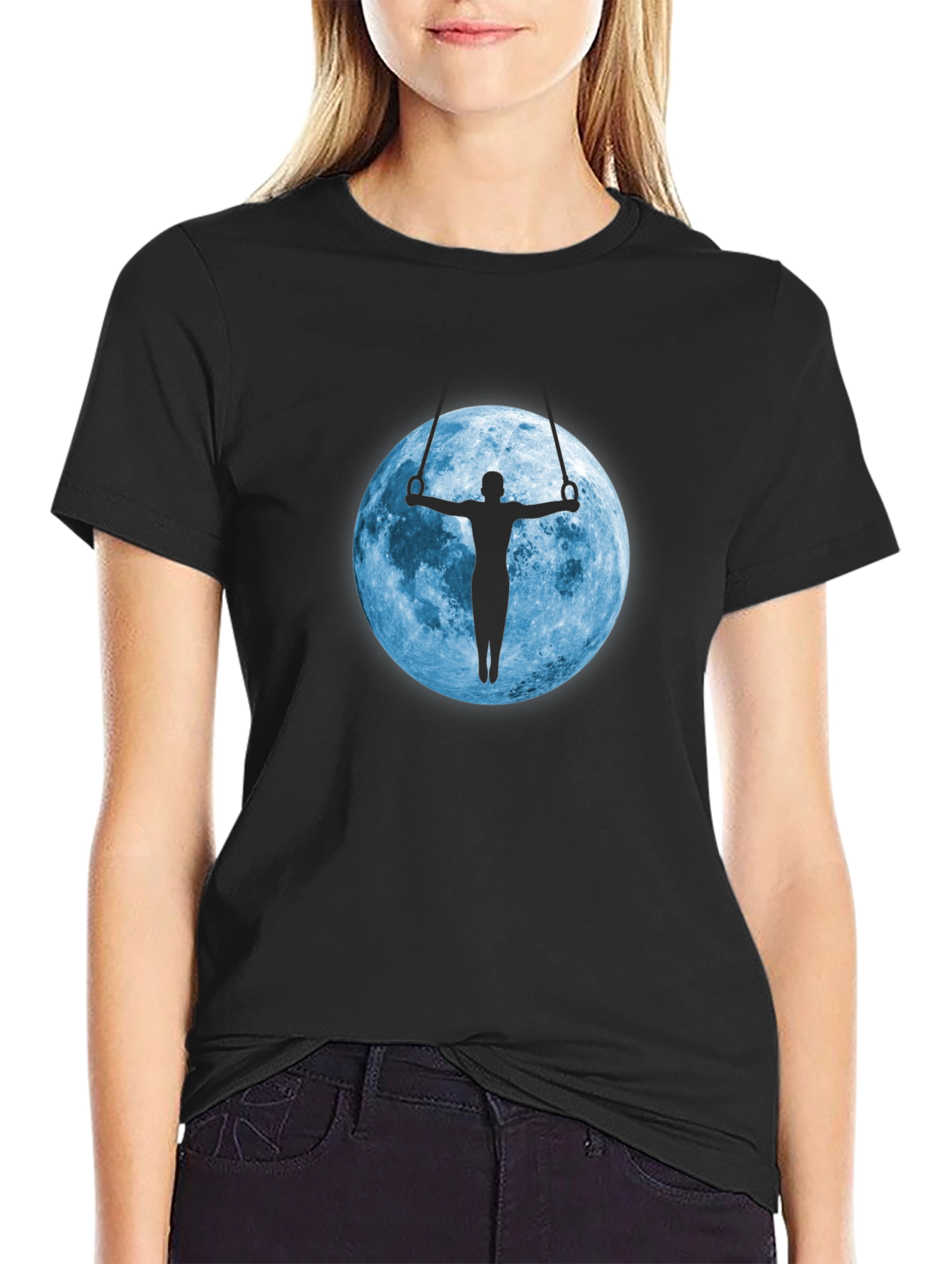 Black Gymnast Moon T-Shirt - Artistic Gymnastics Apparel view 2