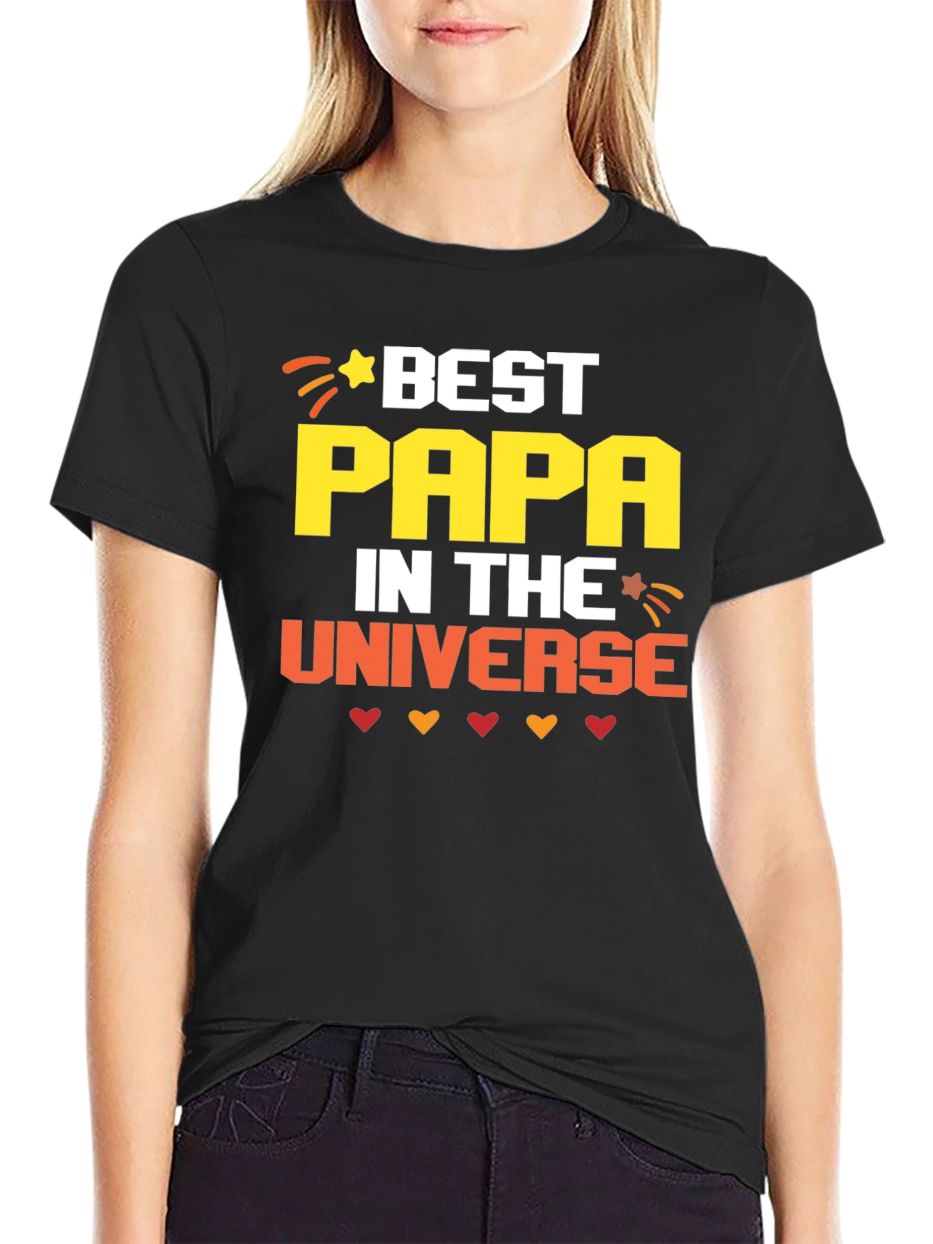 Black Best Papa in the Universe Graphic Tee view 2