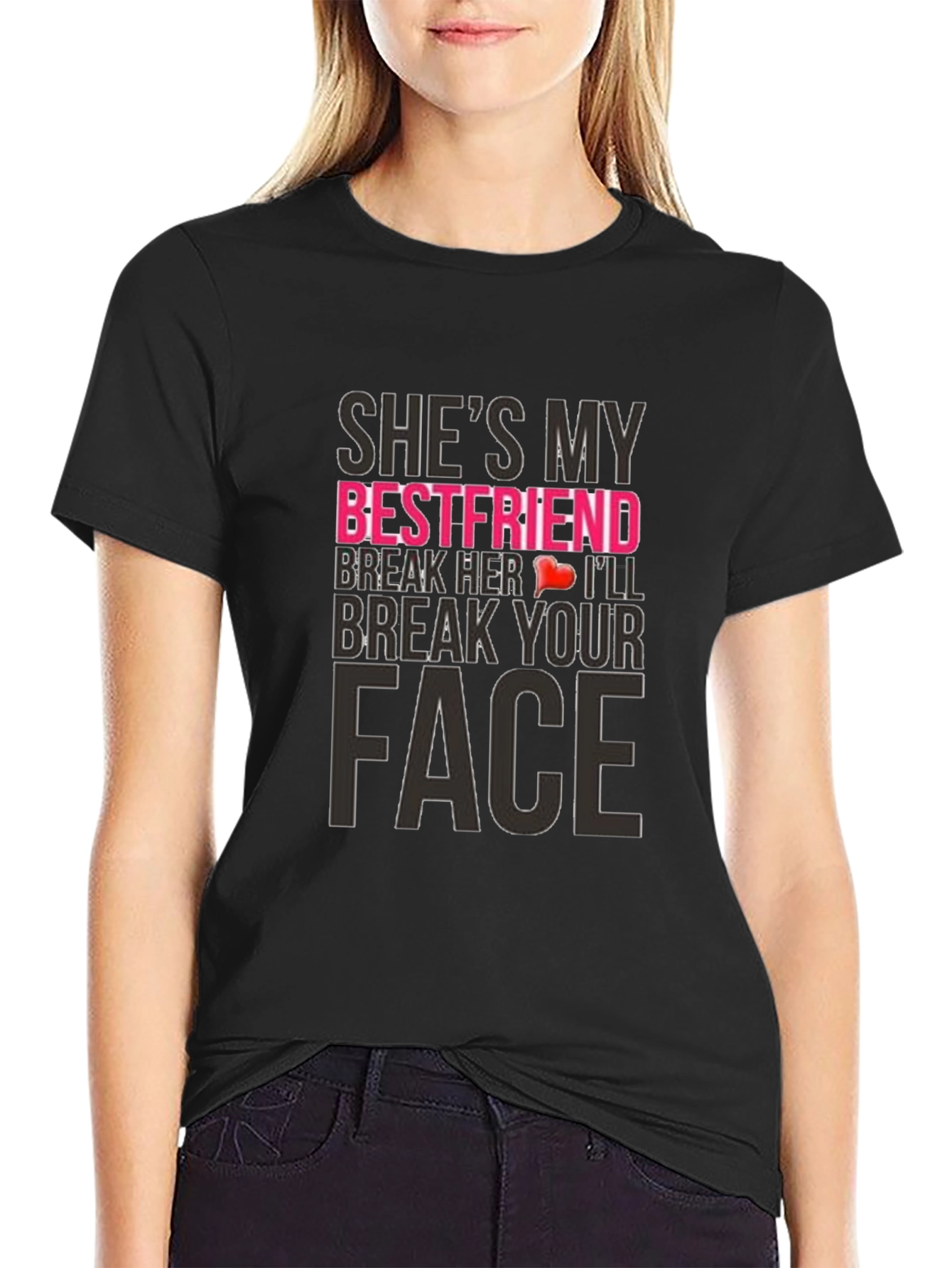 Black Humorous "She's My Bestfriend" Graphic Tee view 2