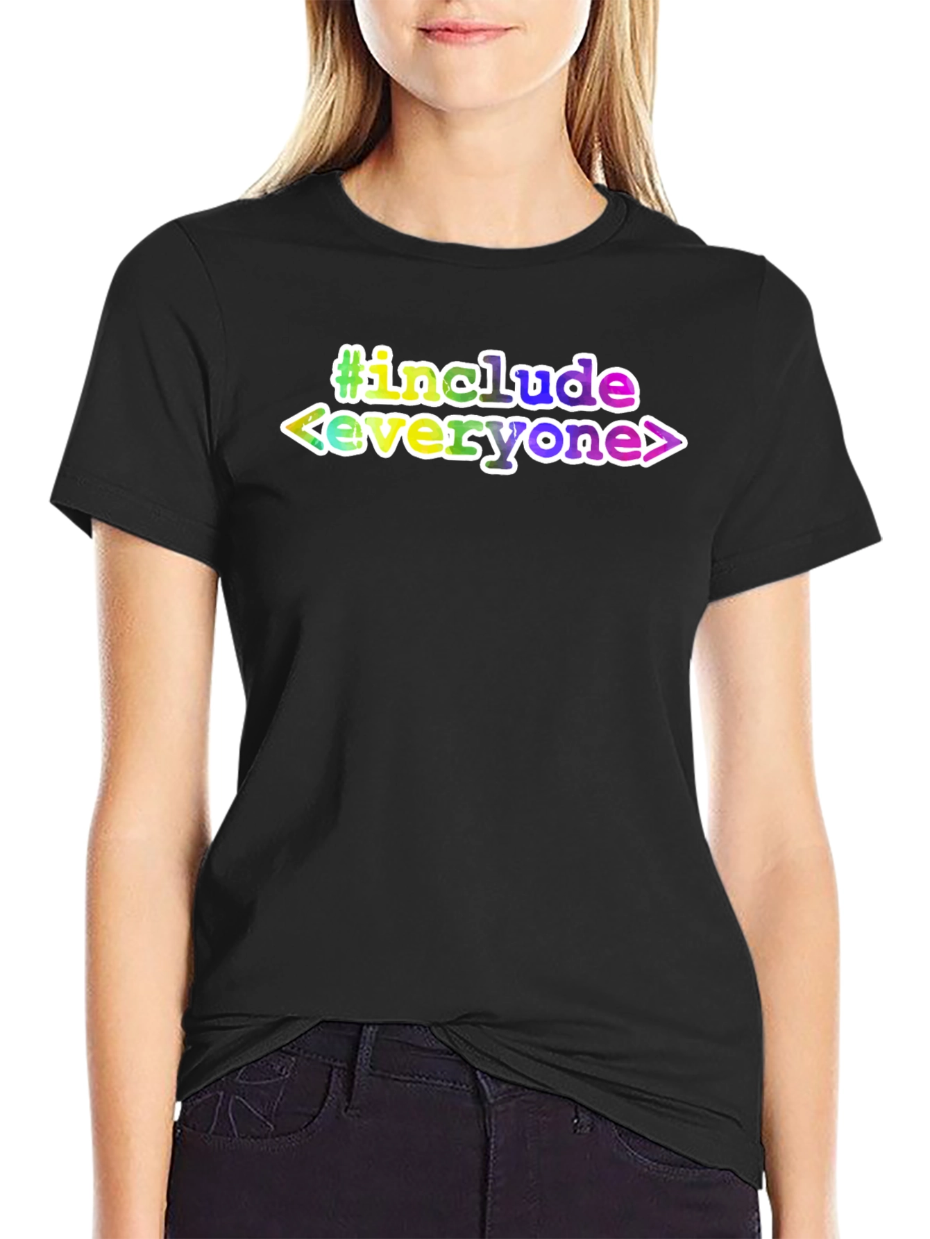 Black #include Everyone T-Shirt - Black Tee view 2