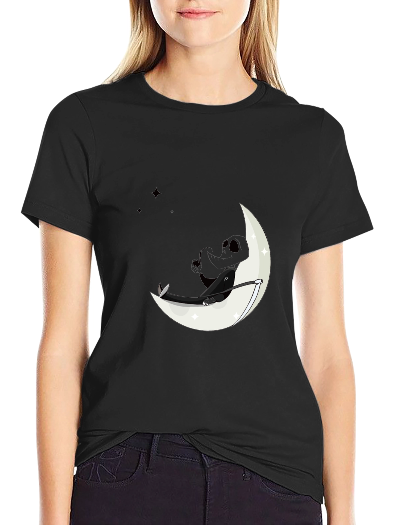 Black Moon Dreamer Graphic Tee - Black Cotton Comfort view 2