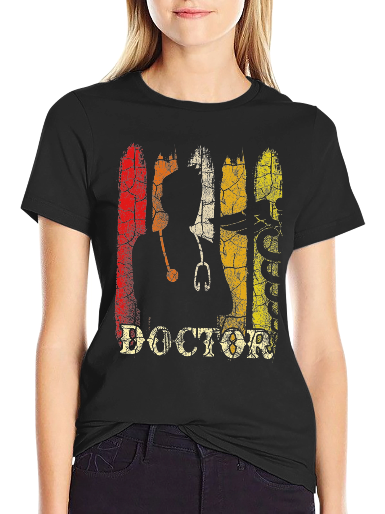 Black Vintage Doctor Graphic T-Shirt - Medical Professional Apparel view 2