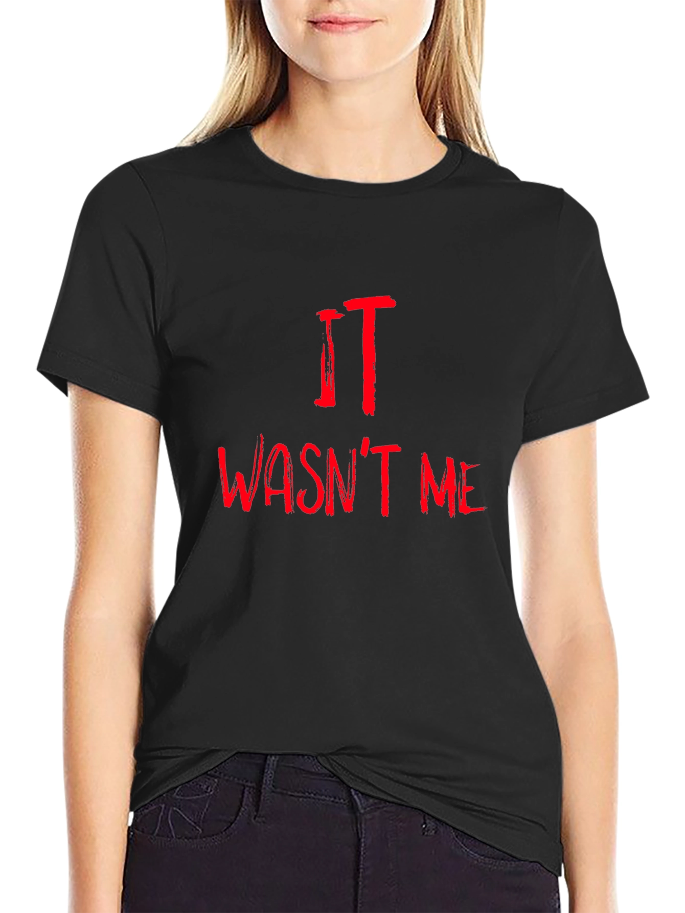 Black IT Wasn't Me Graphic T-Shirt - Horror Movie Tee view 2