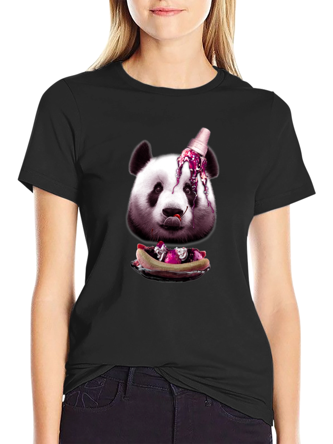Black Panda Ice Cream Graphic Tee view 2