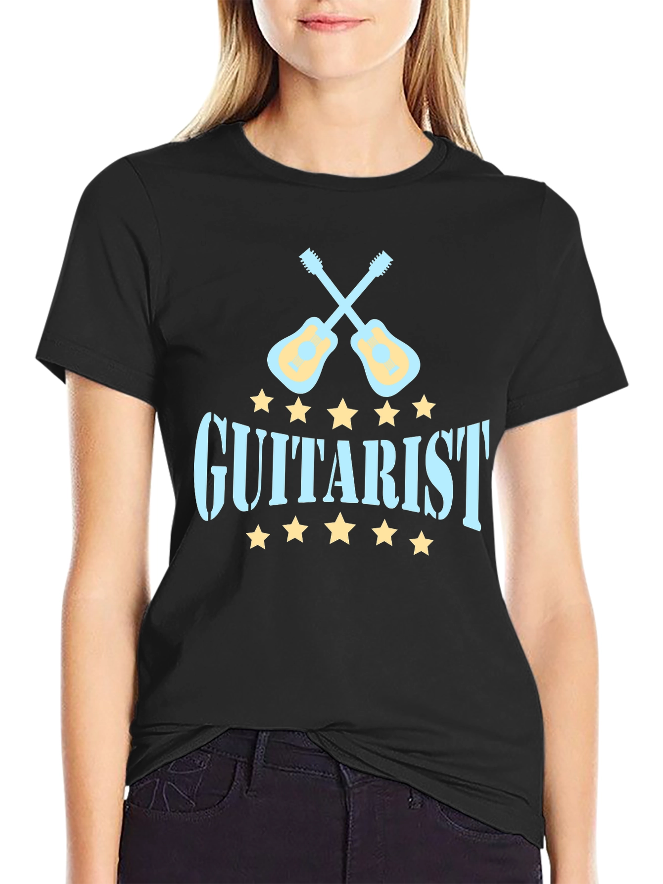 Black Guitarist Tee - Cool Music Lover T-Shirt view 2
