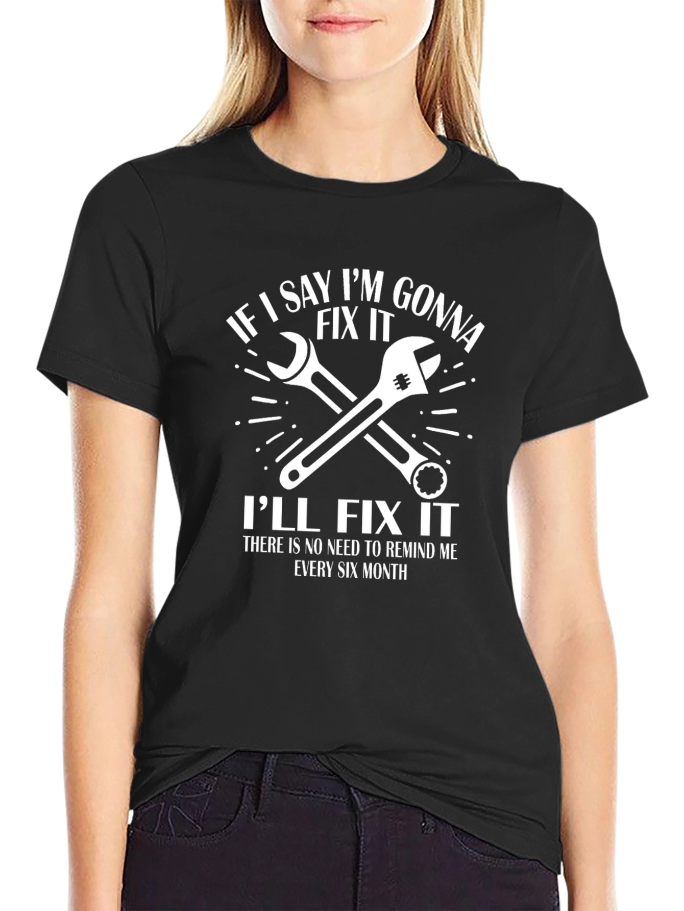 Black Funny Mechanic T-Shirt - If I Say I'll Fix It view 2