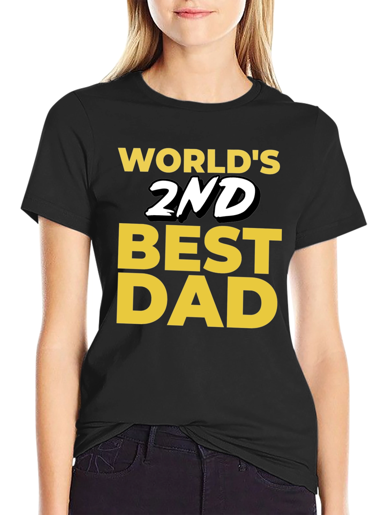 Black World's 2nd Best Dad T-Shirt - Funny Father's Day Gift view 2