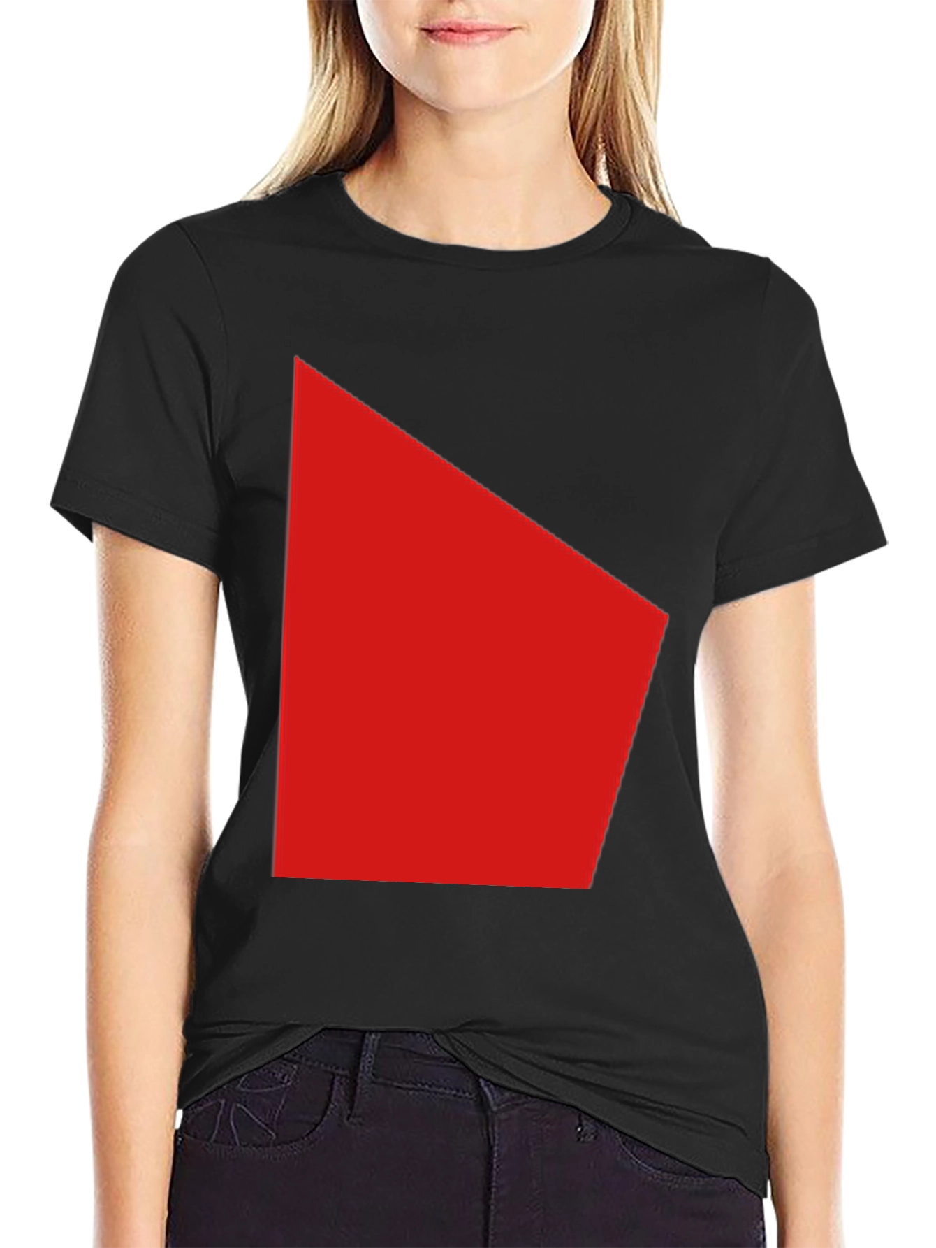 Black Modern Red Graphic Black T-Shirt view 2