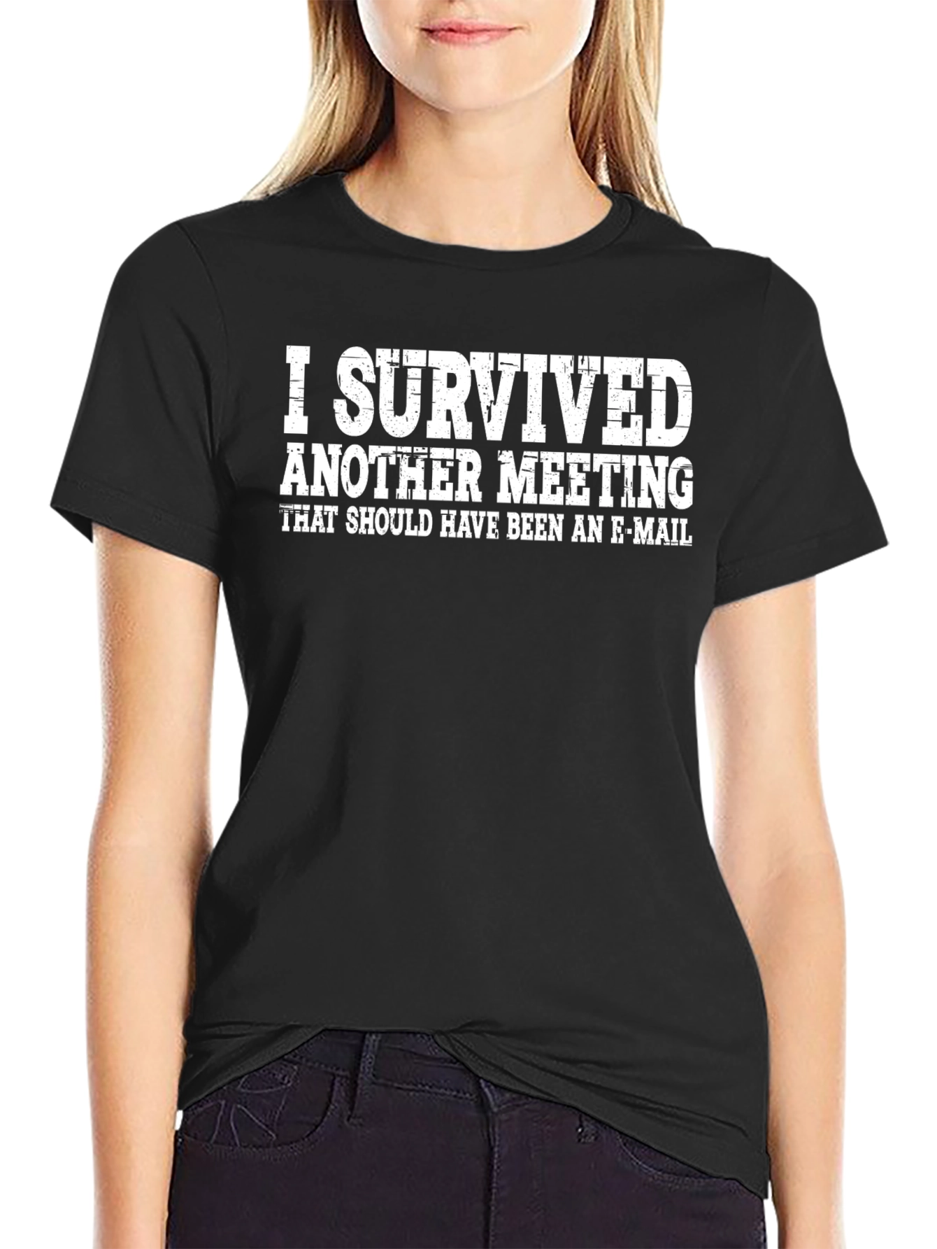 Black I Survived Another Meeting T-Shirt - Funny Work Tee view 2