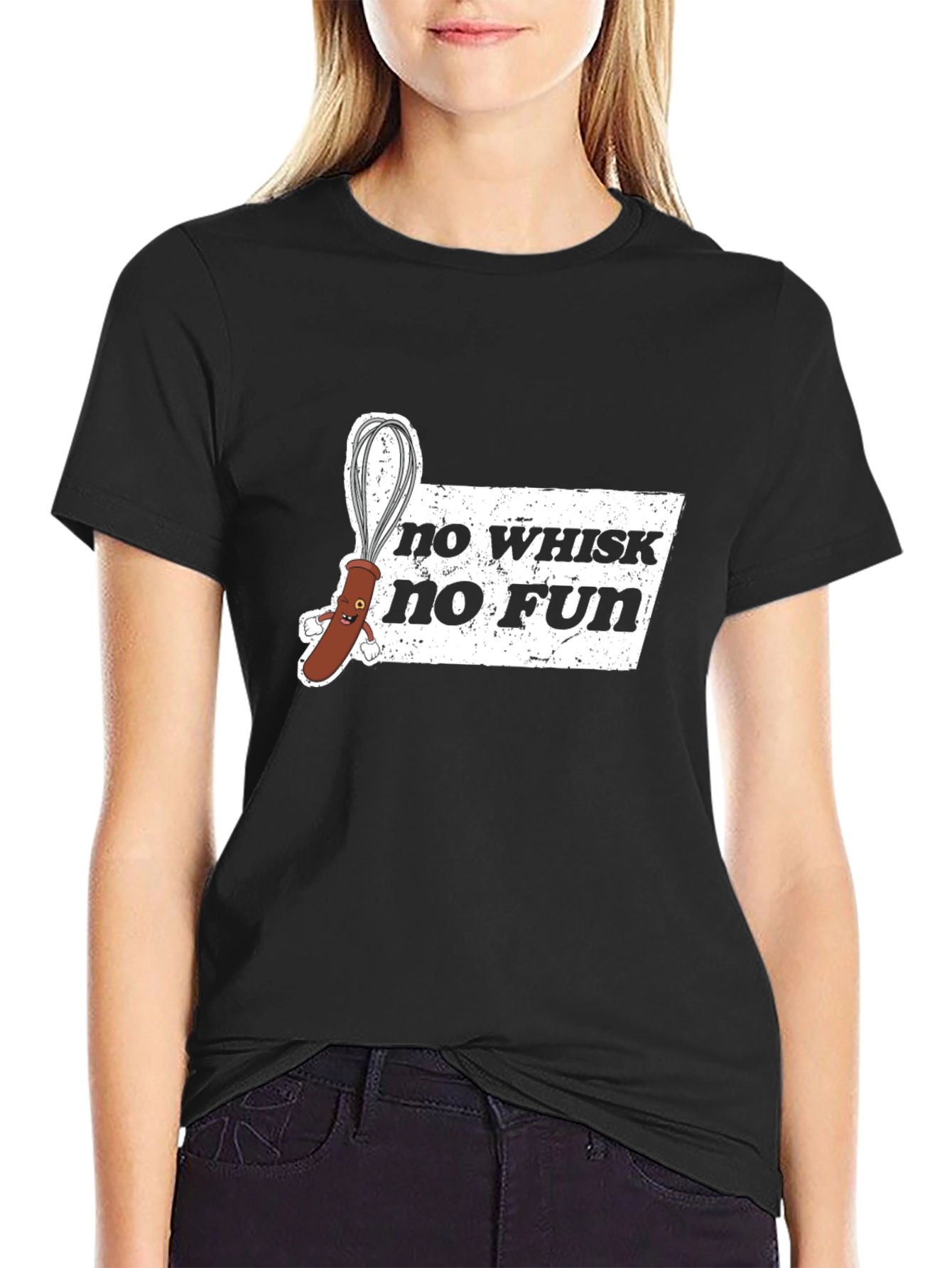 Black No Whisk No Fun Graphic Black T-Shirt view 2