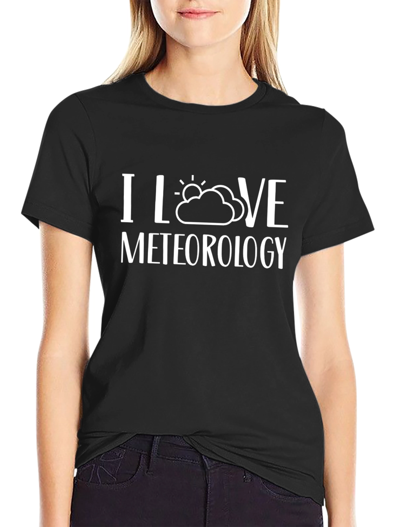 Black I Love Meteorology T-Shirt - Weather Enthusiast Tee view 2