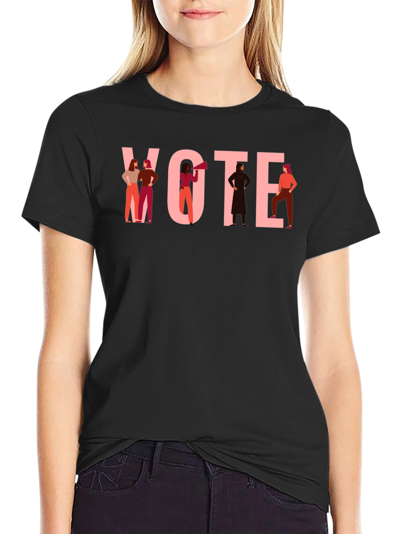 Black Feminist Vote Graphic Tee - Black view 2