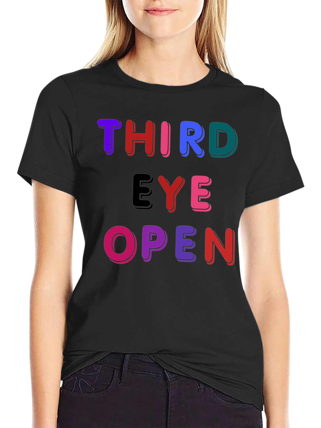 Black Third Eye Open Graphic Tee - Unisex Black T-Shirt view 2
