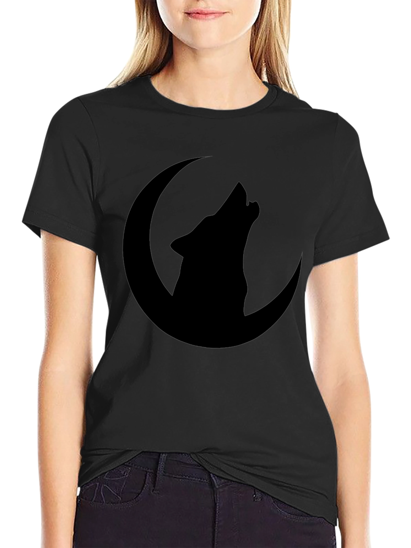 Black Wolf Moon Graphic T-Shirt - Black view 2