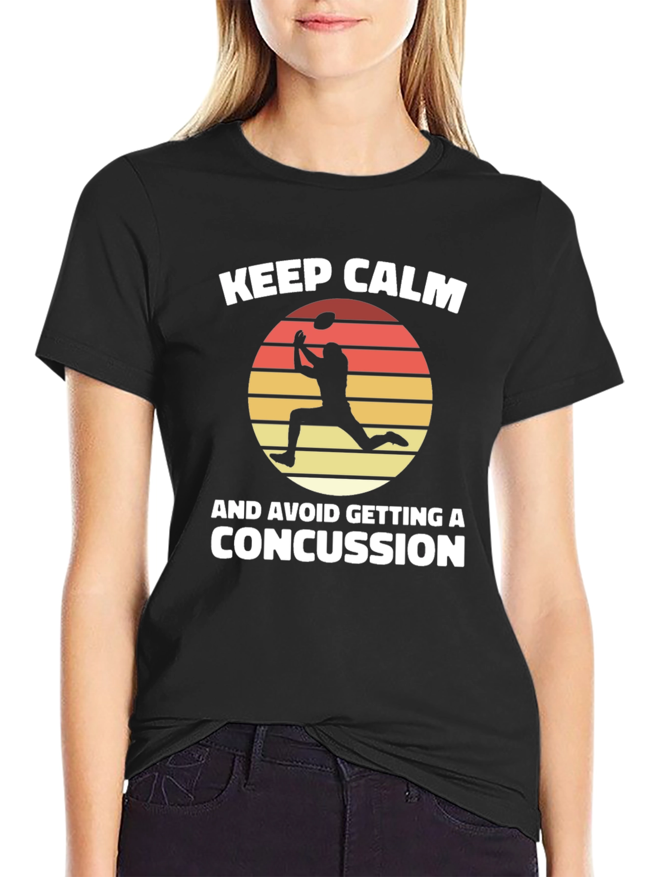 Black Keep Calm Football Black T-Shirt view 2