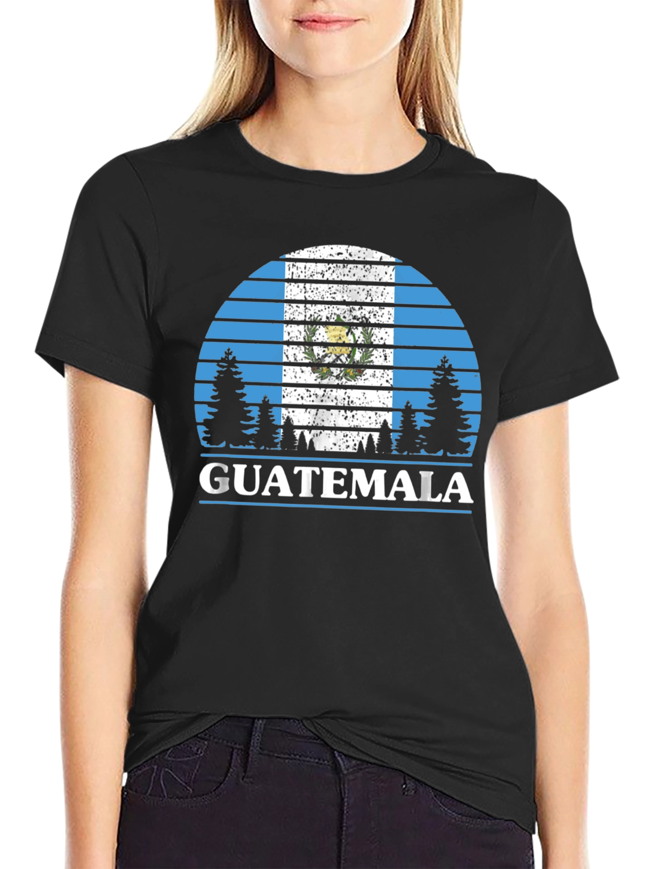 Black Guatemala Flag T-Shirt - Outdoor Design view 2