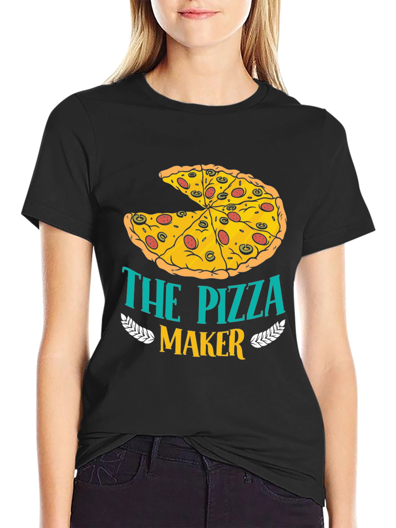 Black The Pizza Maker T-Shirt - Funny Foodie Tee view 2