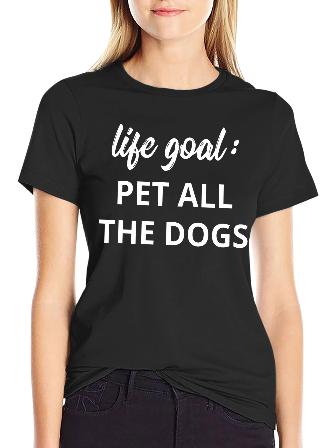 Black Life Goal: Pet All the Dogs T-Shirt view 2