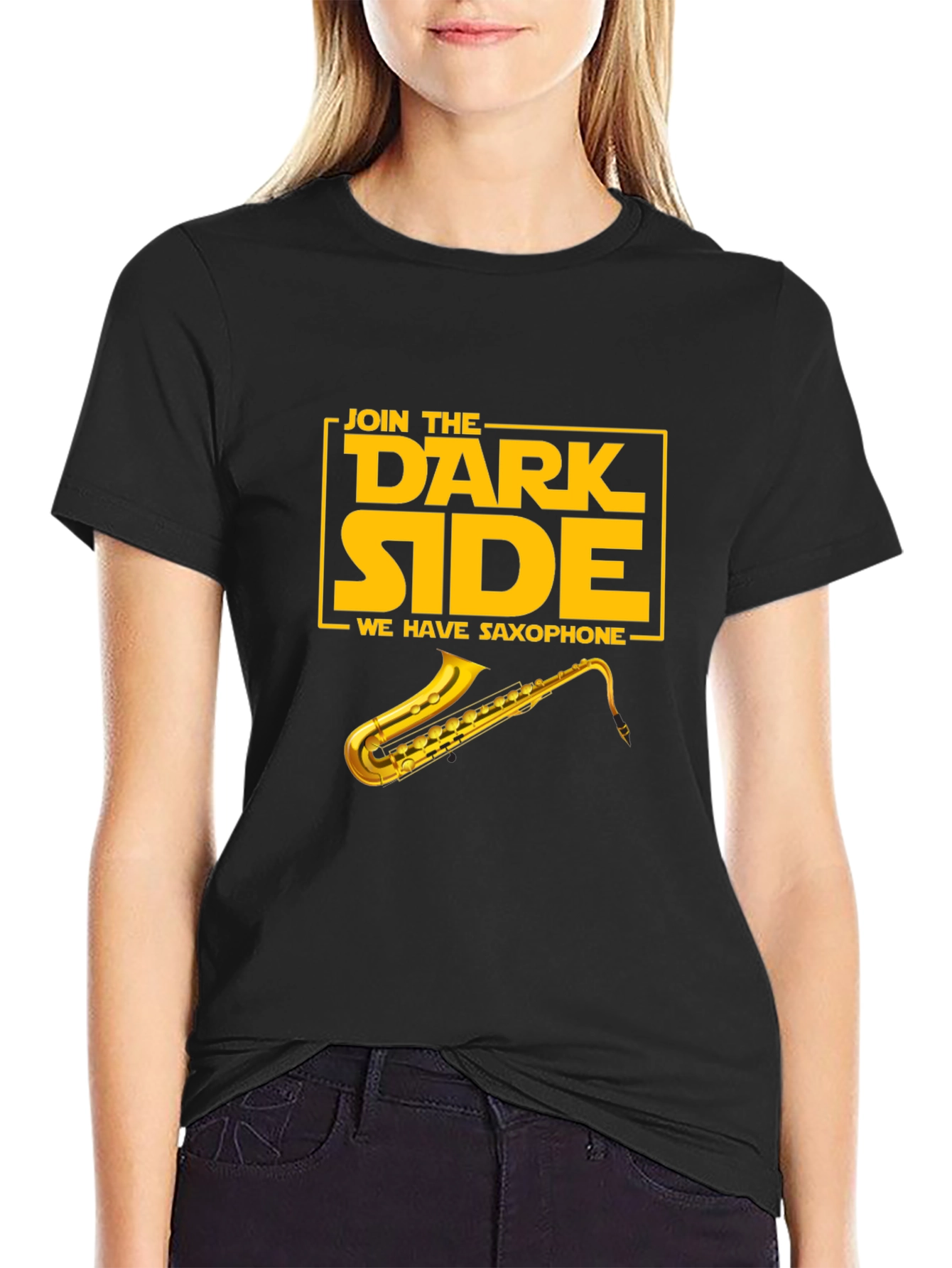 Black Join the Dark Side Saxophone Graphic T-Shirt view 2
