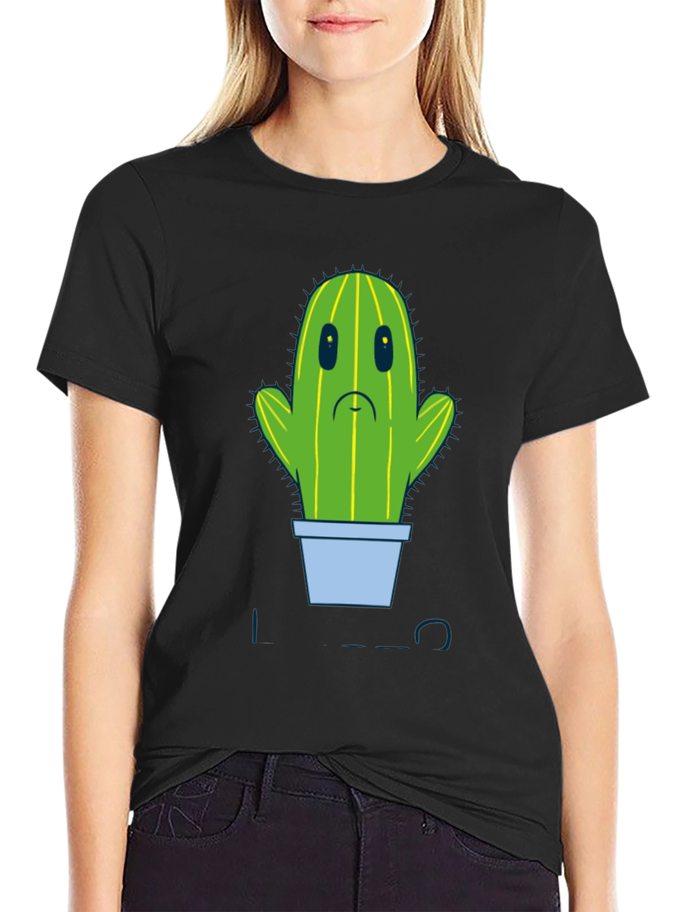 Sad Cactus Graphic Tee - Men's Black T-Shirt - 2