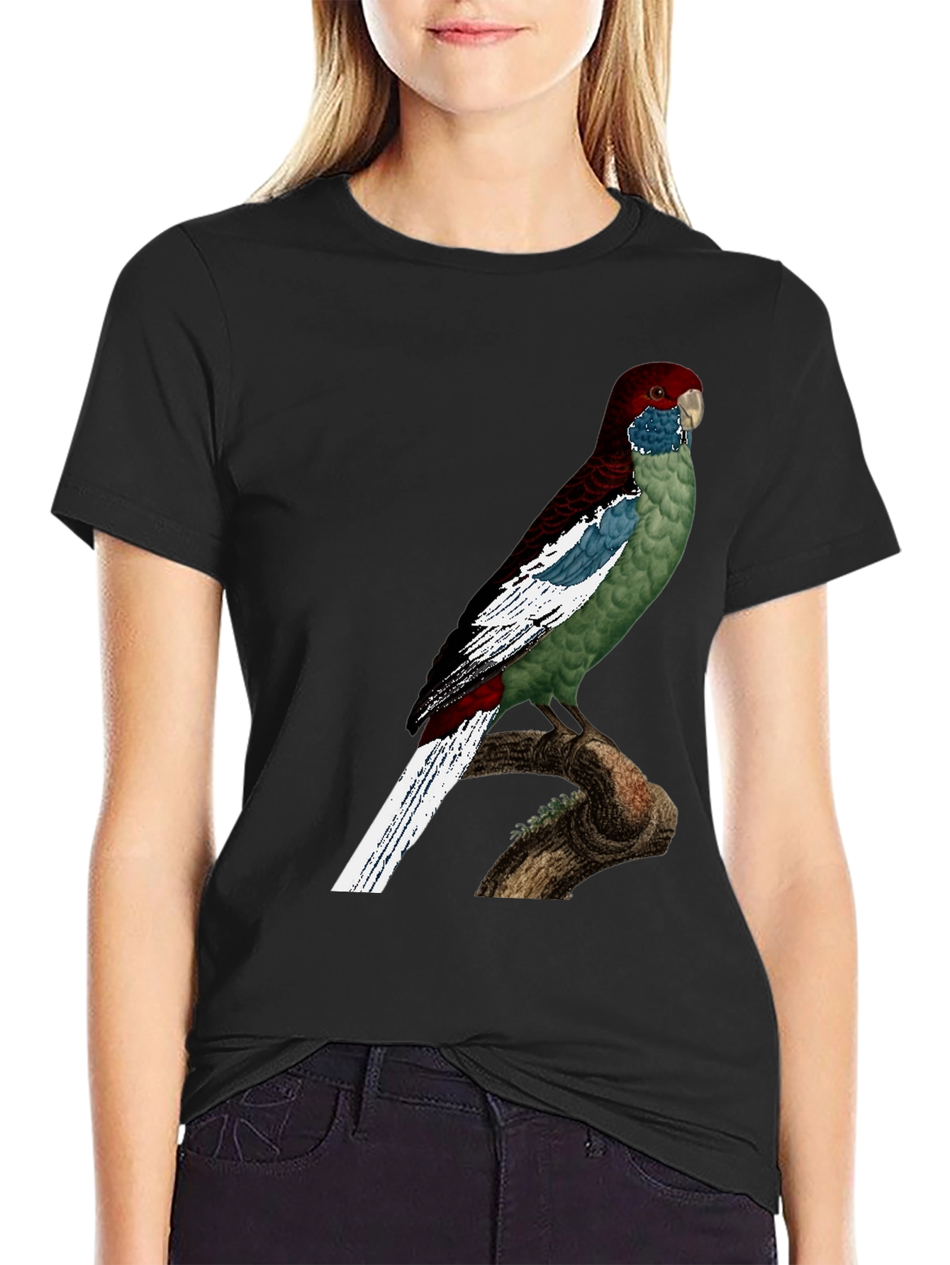 Black Parrot Graphic T-Shirt - Unique Bird Design view 2
