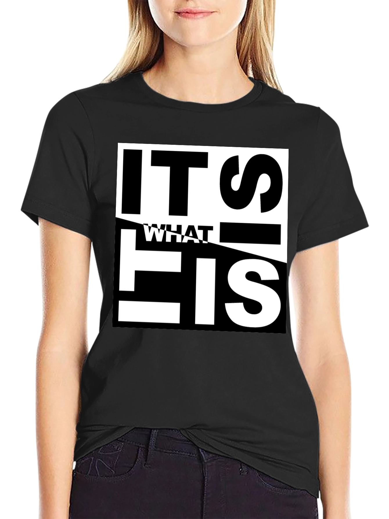 Black It Is What It Is Graphic Tee - Black Cotton Blend view 2