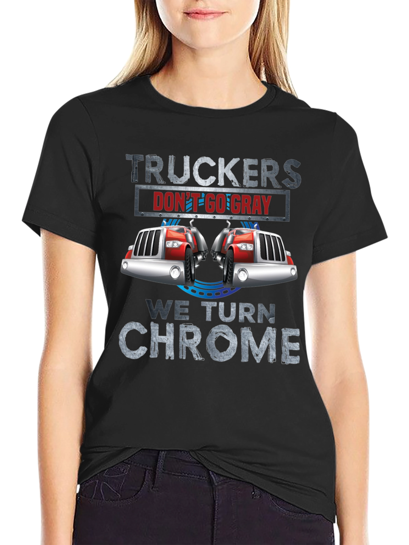 Black Truckers Don't Go Gray T-Shirt view 2