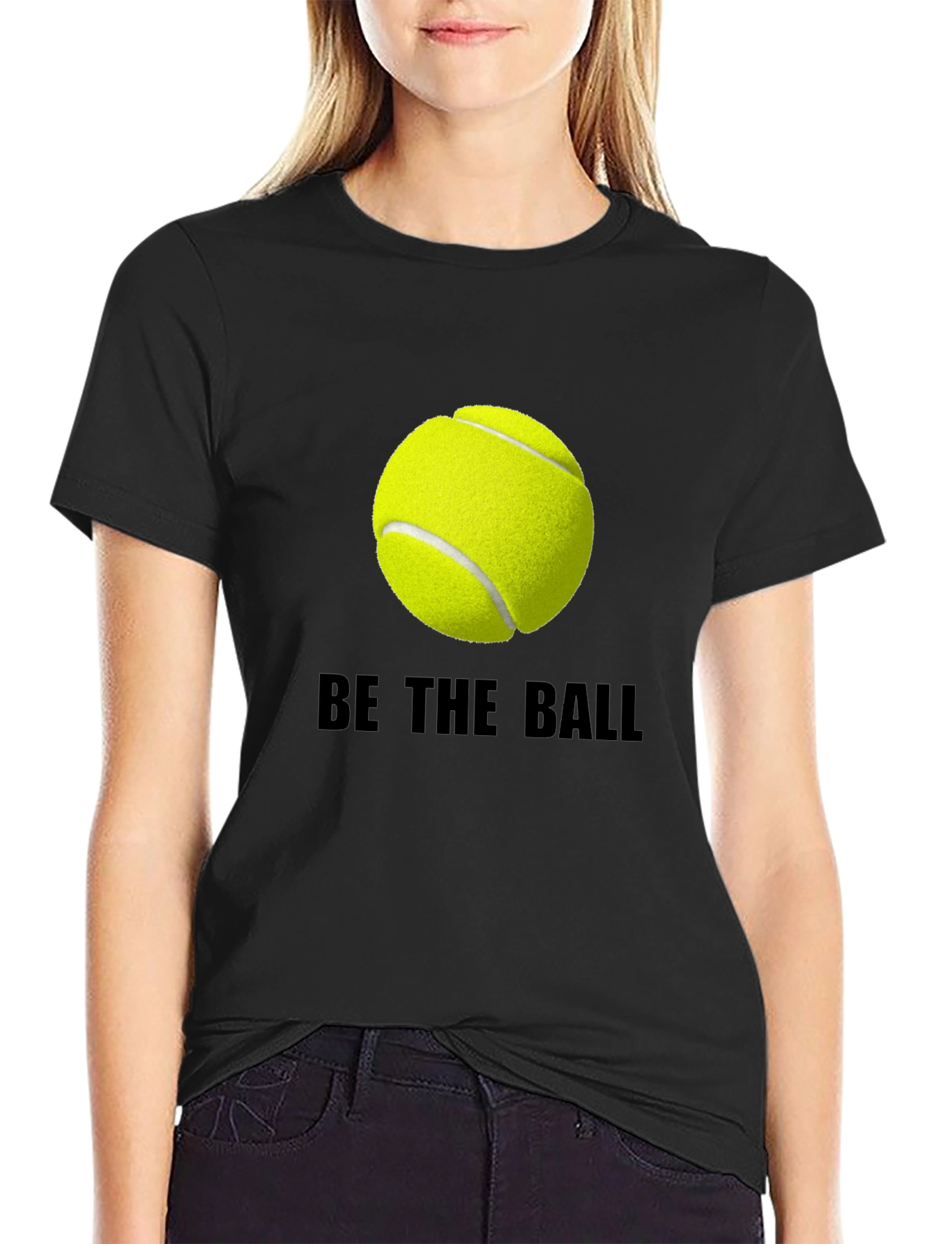 Black Be The Ball Tee: Tennis Graphic T-Shirt view 2
