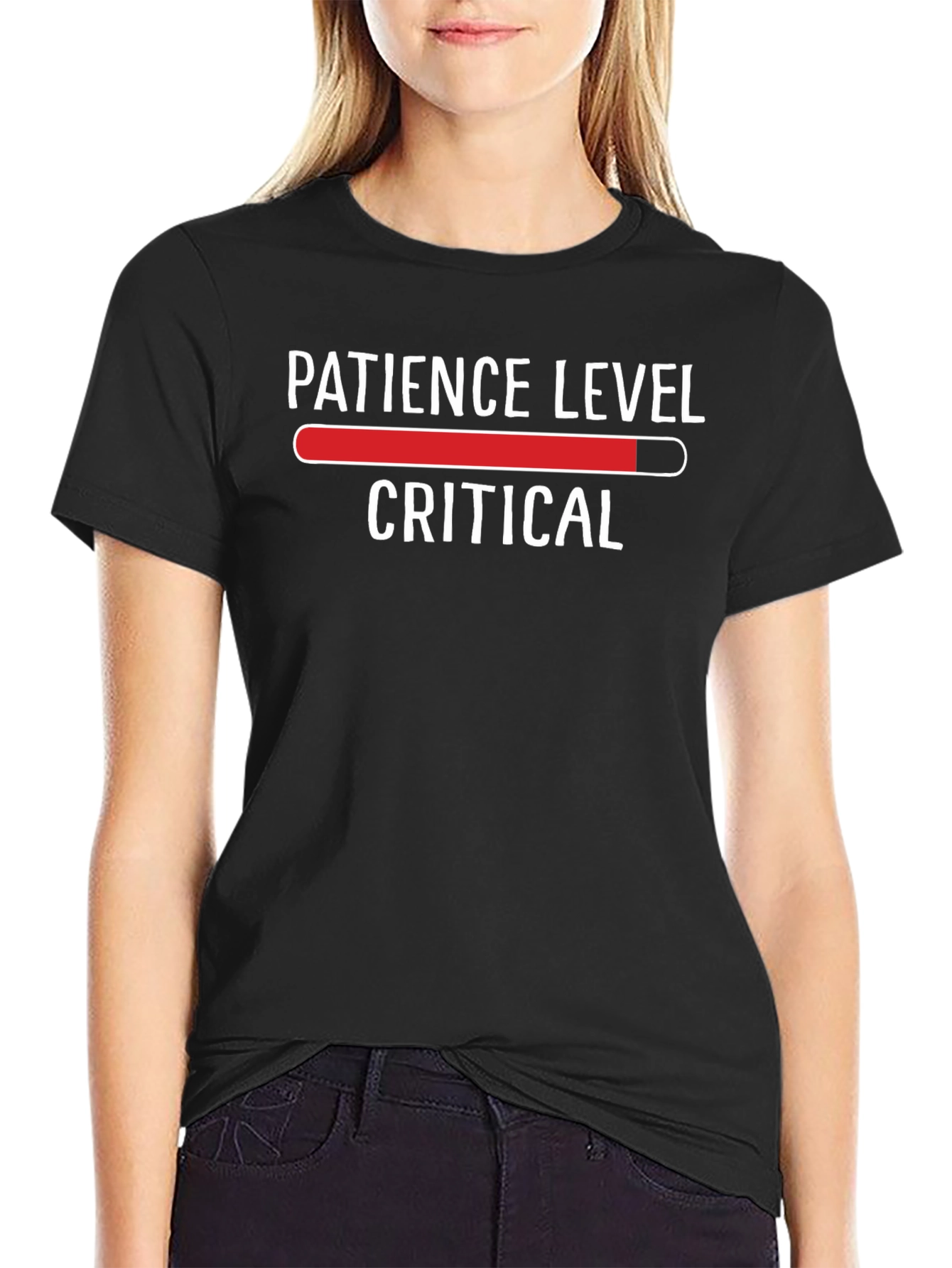 Black Patience Level Critical Graphic Tee view 2