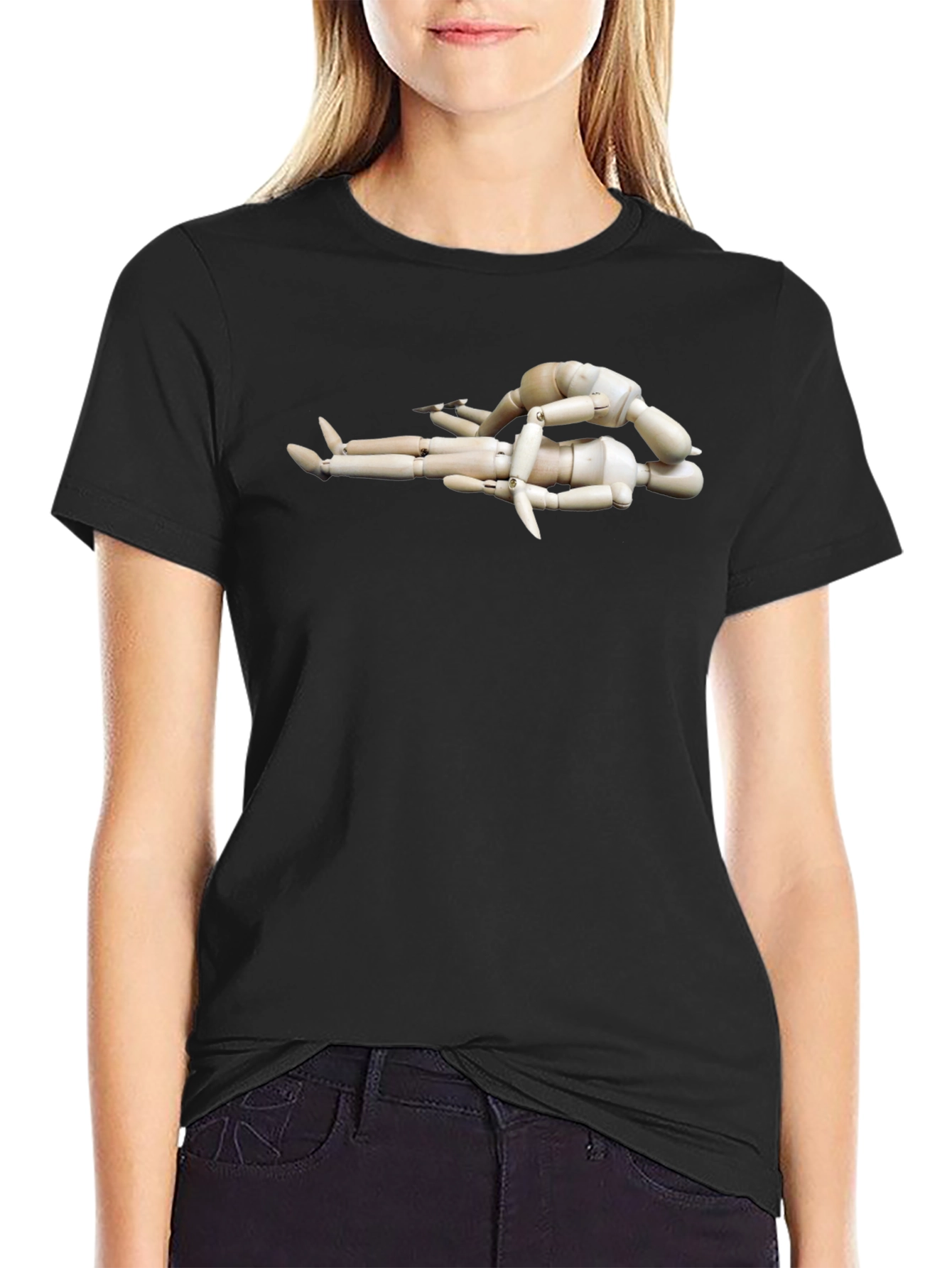 Black Artistic Wooden Mannequin T-Shirt view 2