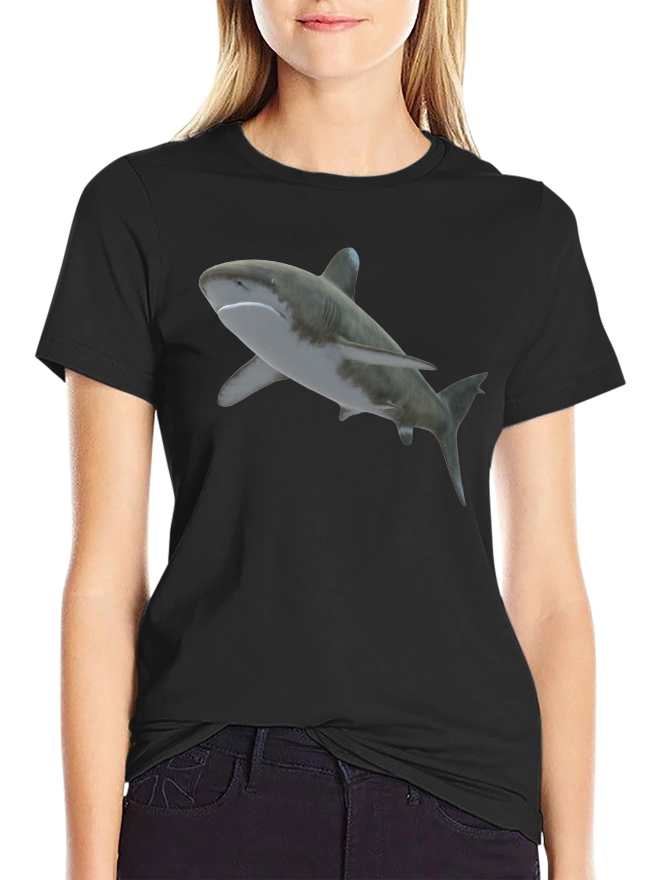 Black Shark Graphic Tee - Men's Black T-Shirt view 2