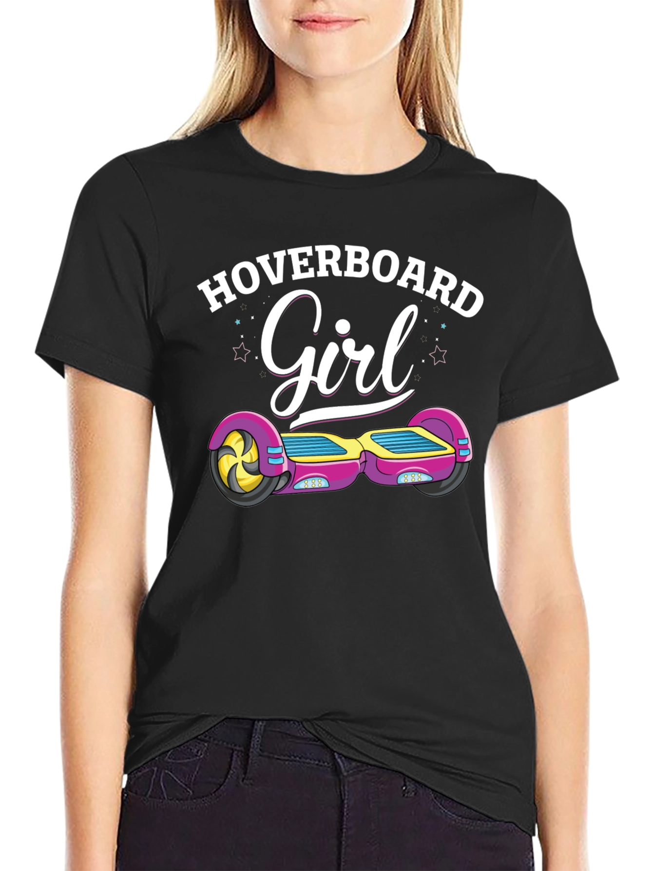 Black Hoverboard Girl T-Shirt view 2