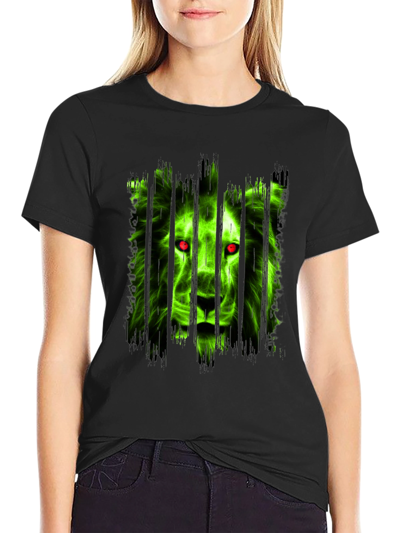 Black Men's Black Lion Graphic T-Shirt view 2
