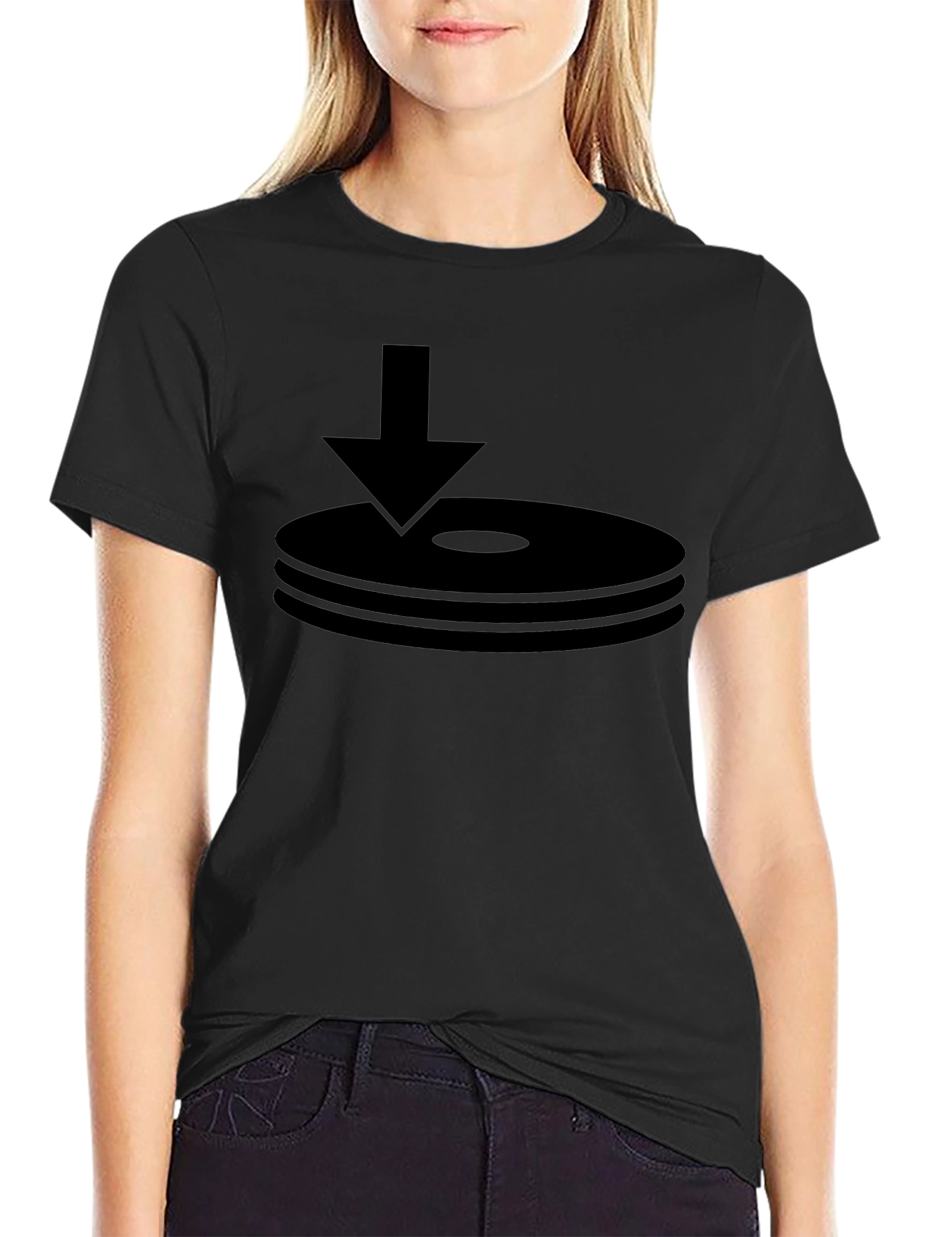 Black Black T-Shirt with Download Icon view 2