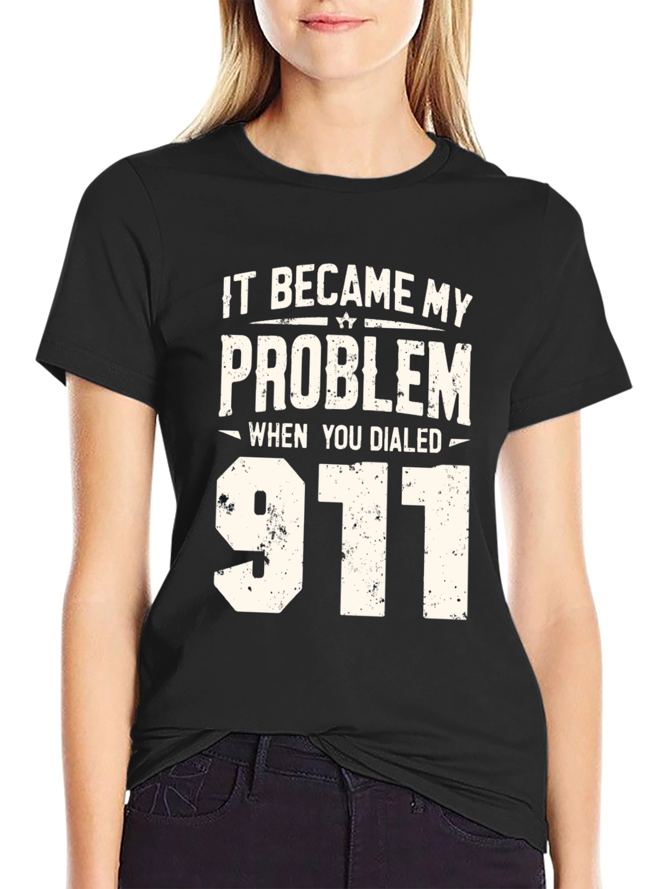 Black It Became My Problem 911 Black Graphic T-Shirt view 2