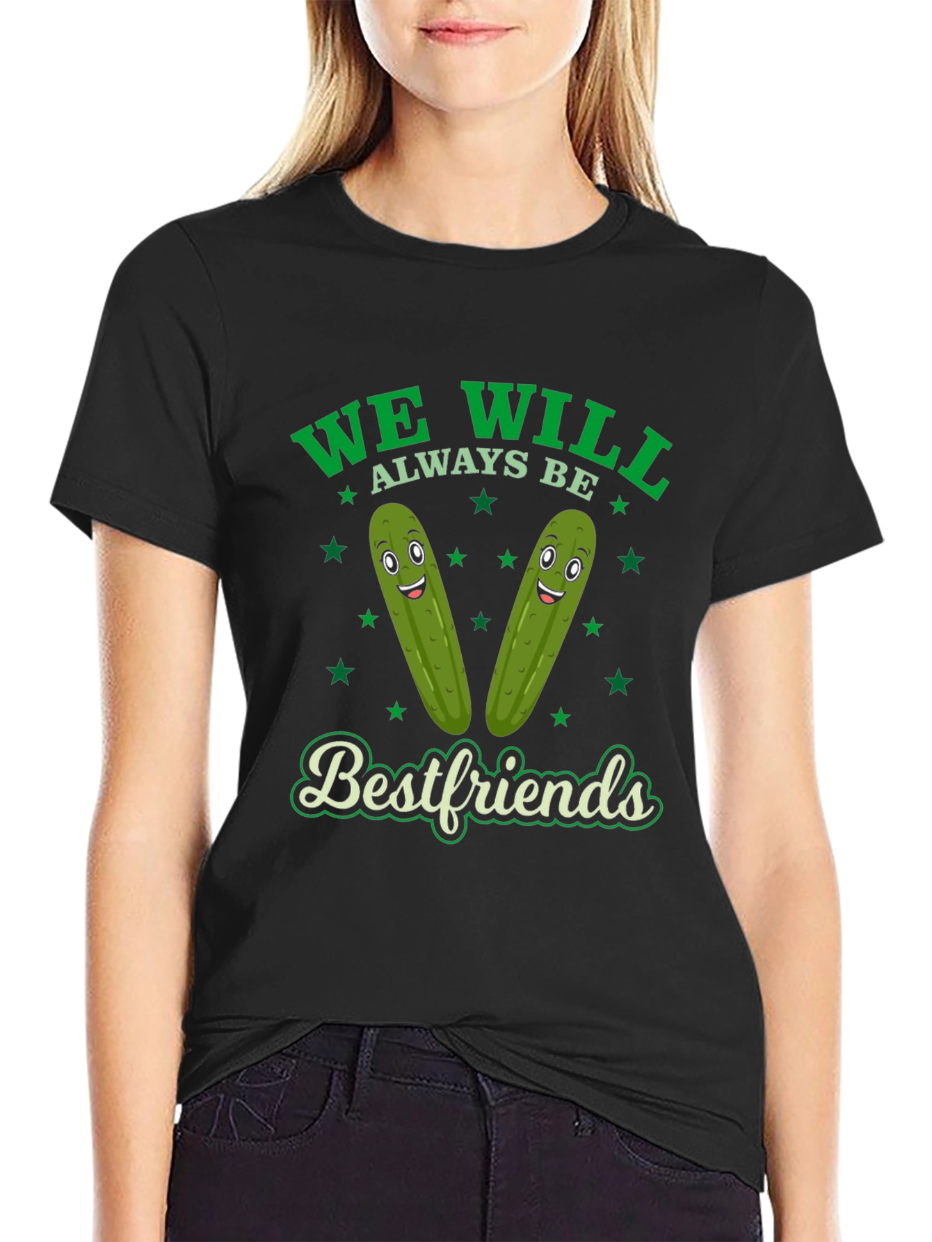 Black Funny Pickle Best Friends Graphic T-Shirt view 2