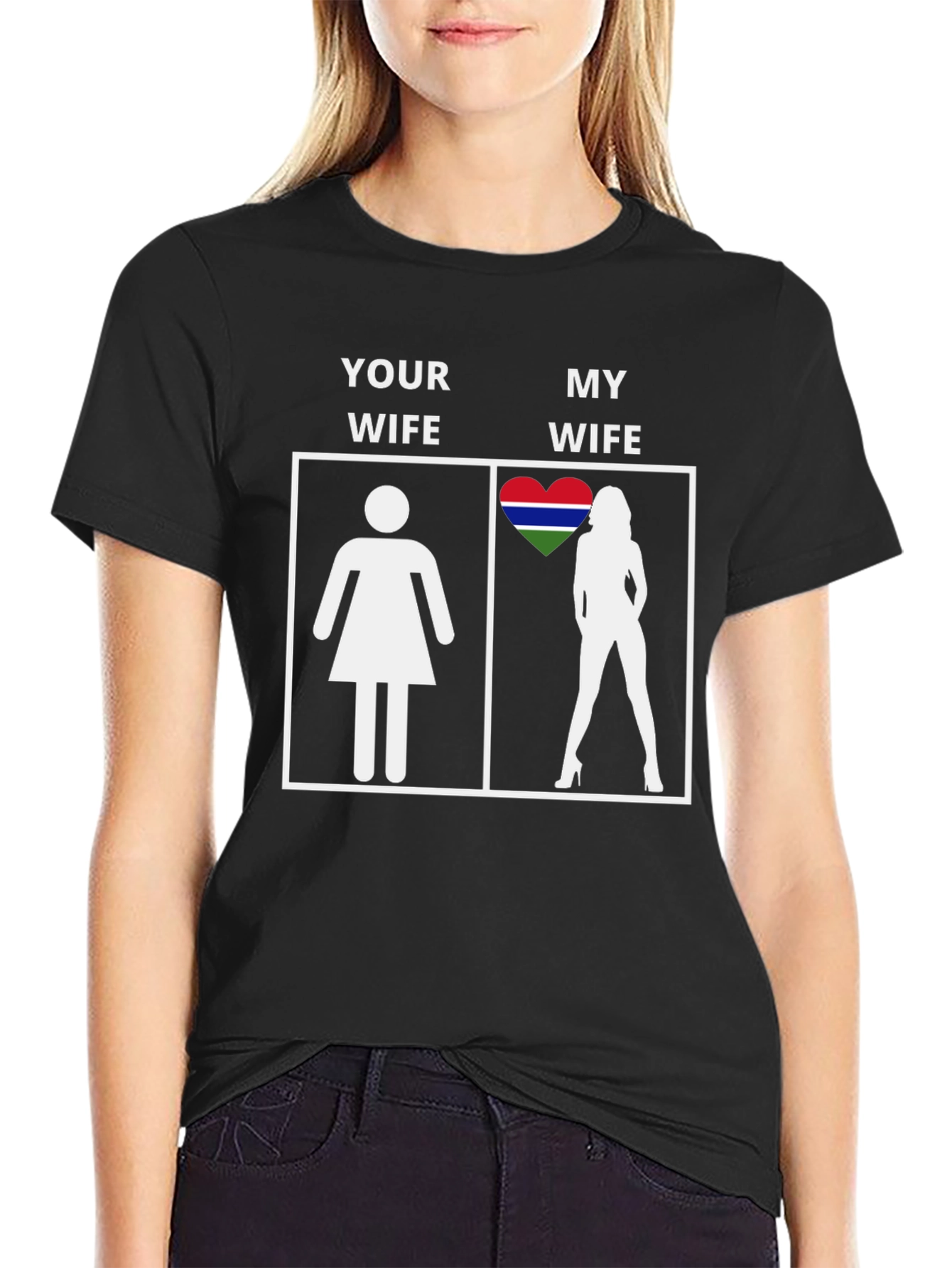 Black Gambia Wife Novelty Graphic T-Shirt view 2