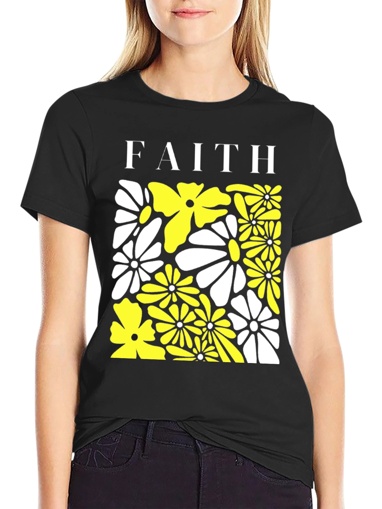 Black Faith Floral Graphic Tee view 2