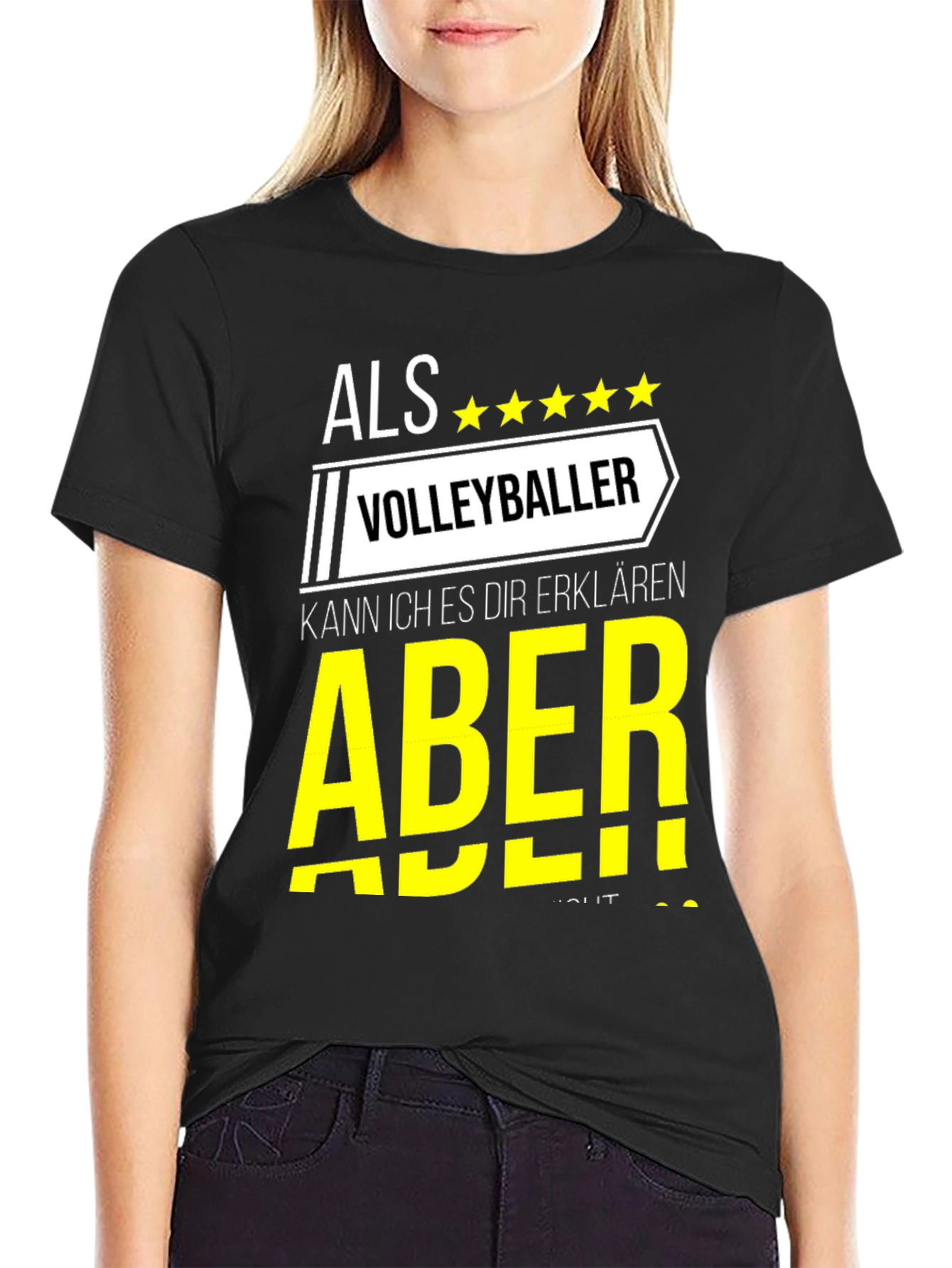 Black Volleyball Player T-Shirt - Als Volleyballer - Funny Sports Tee view 2