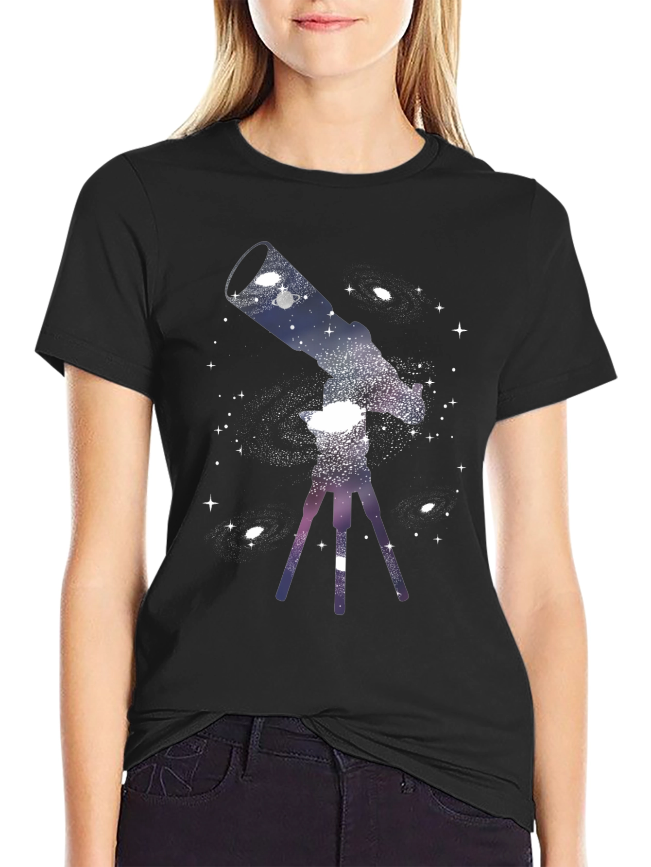 Black Cosmic Telescope Graphic Tee - Black view 2