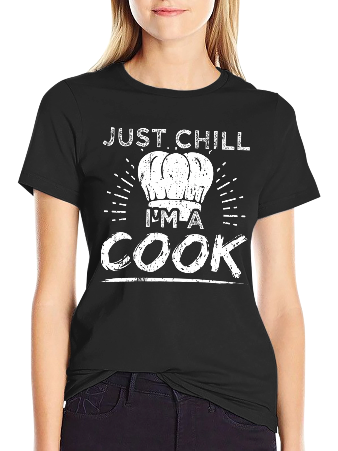 Black Just Chill I'm A Cook Black T-Shirt view 2