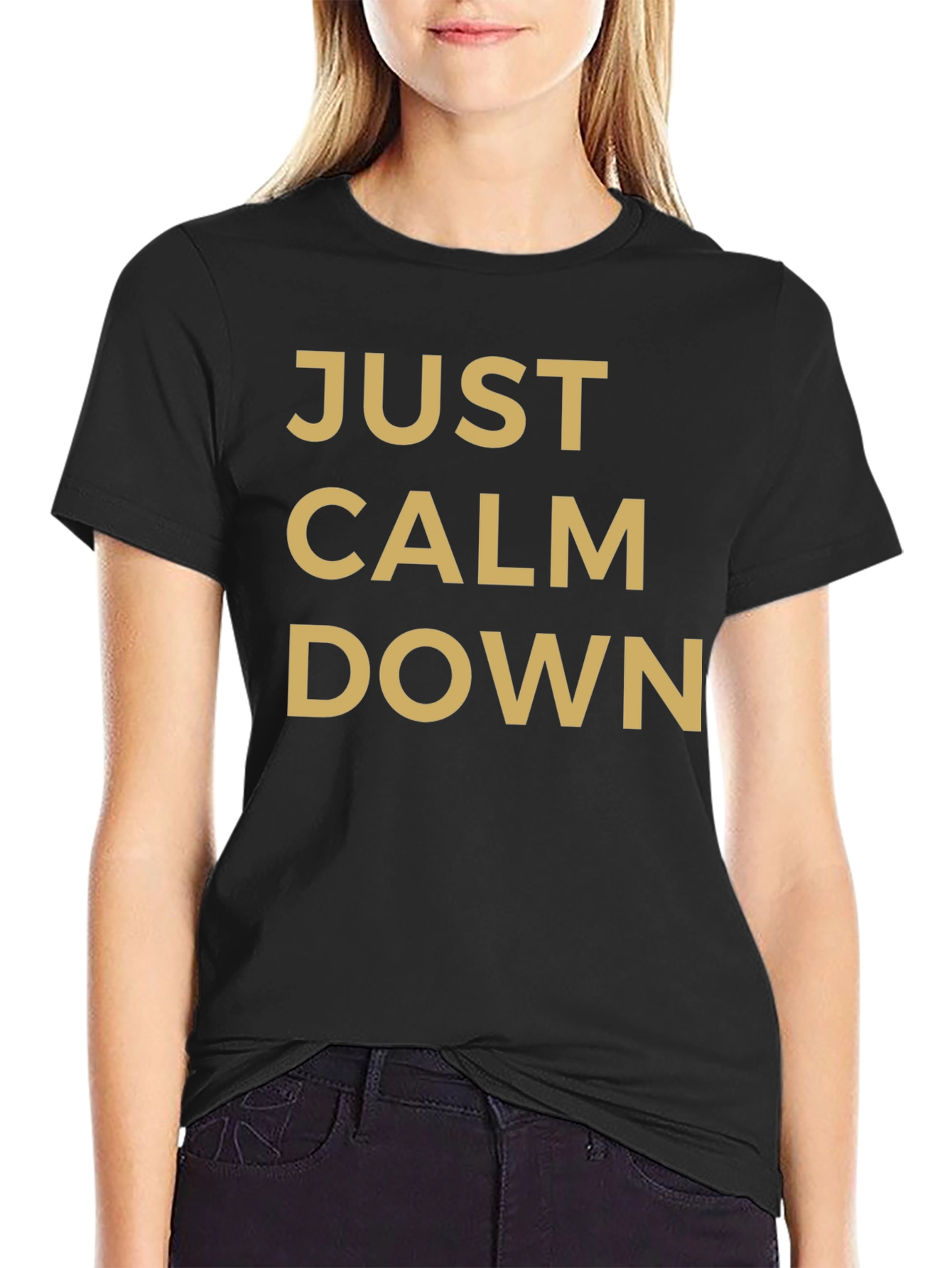 Black Just Calm Down Graphic Tee - Mens view 2