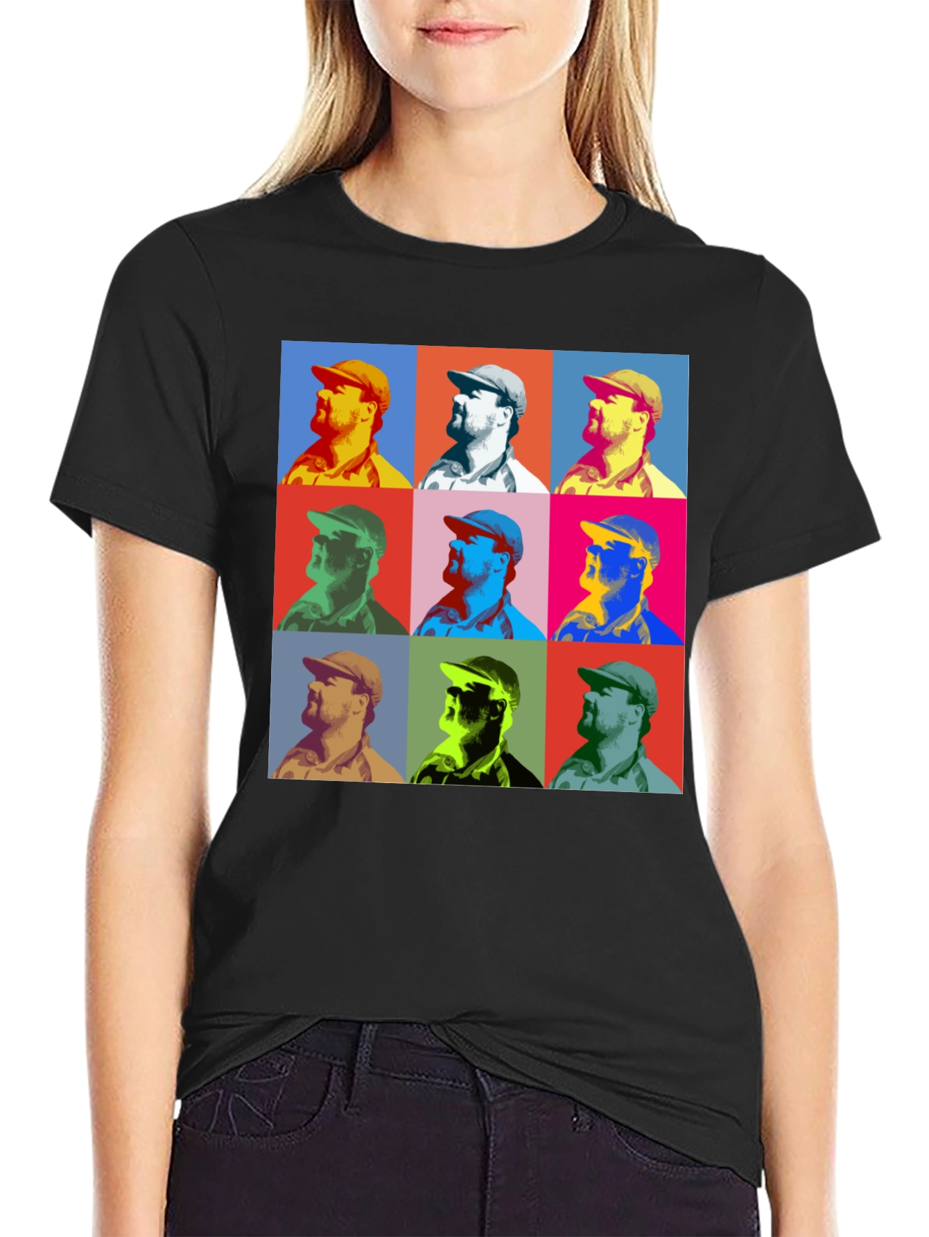 Black Pop Art Graphic Tee - Bold & Unique Style view 2