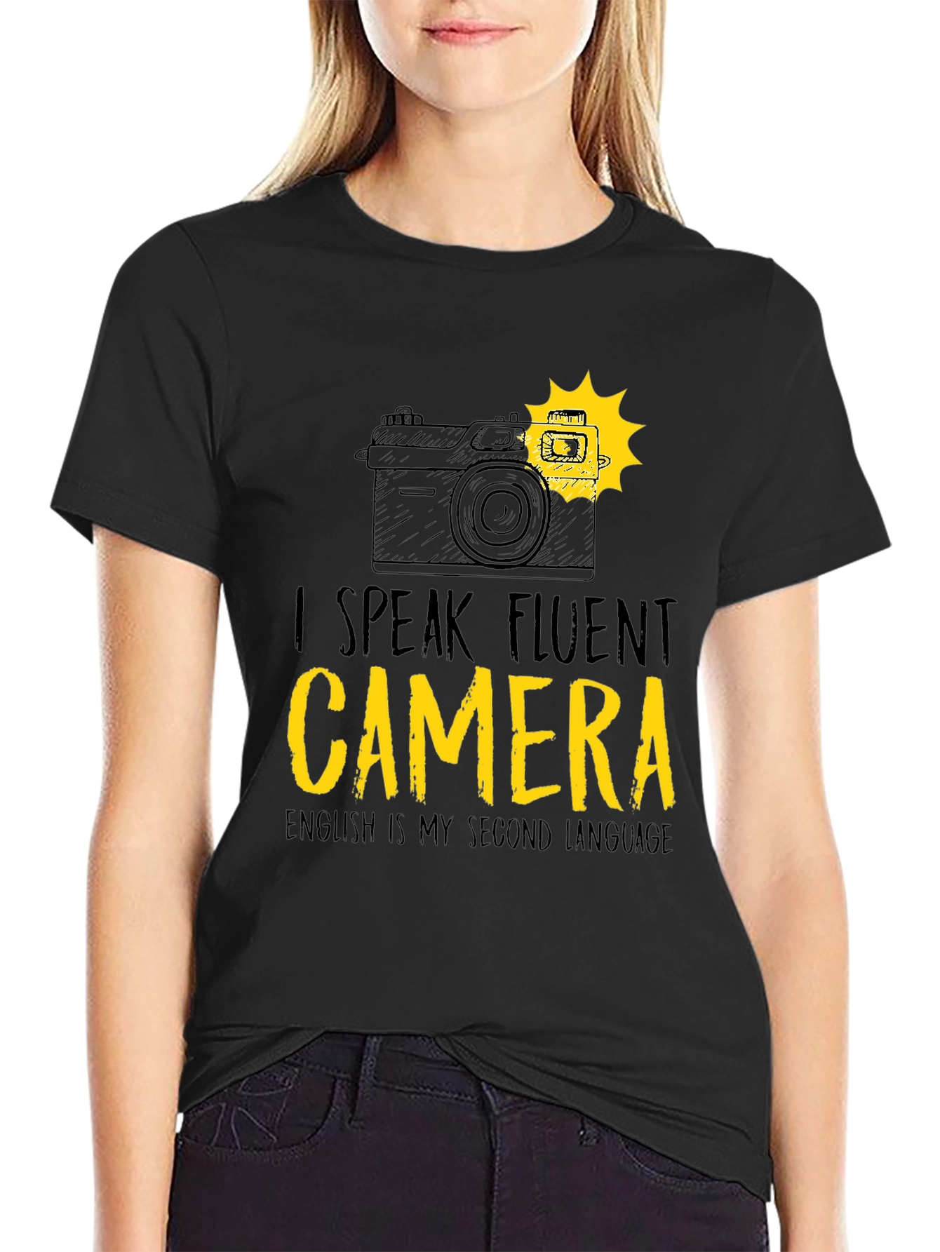 Black Fluent Camera T-Shirt - Photographer's Tee view 2